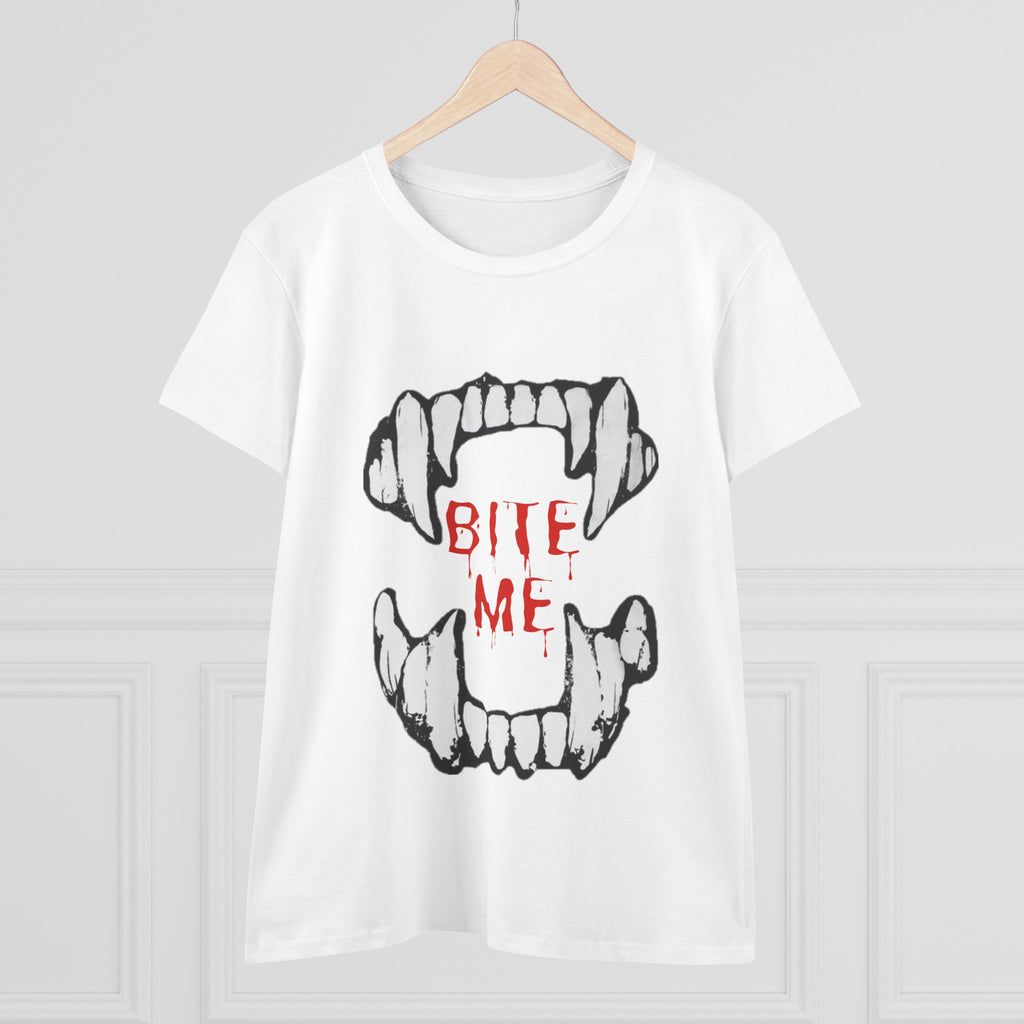 Women's Vampire Bite Tee, Halloween T-Shirt, Gothic Graphic Shirt, Cute Horror Tee, Casual Soft Cotton Top