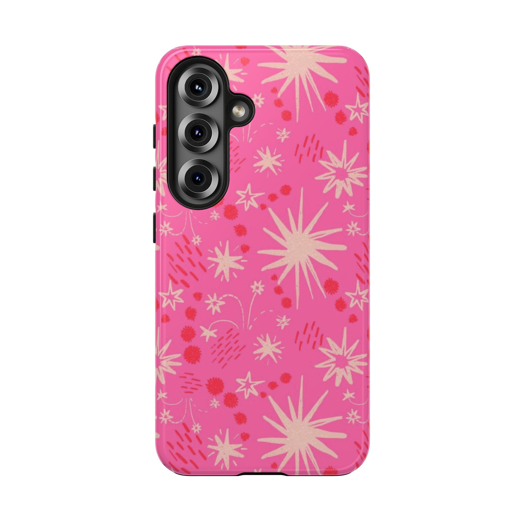 Tough Phone Case — Pink Retro Starburst Floral Protective Cover