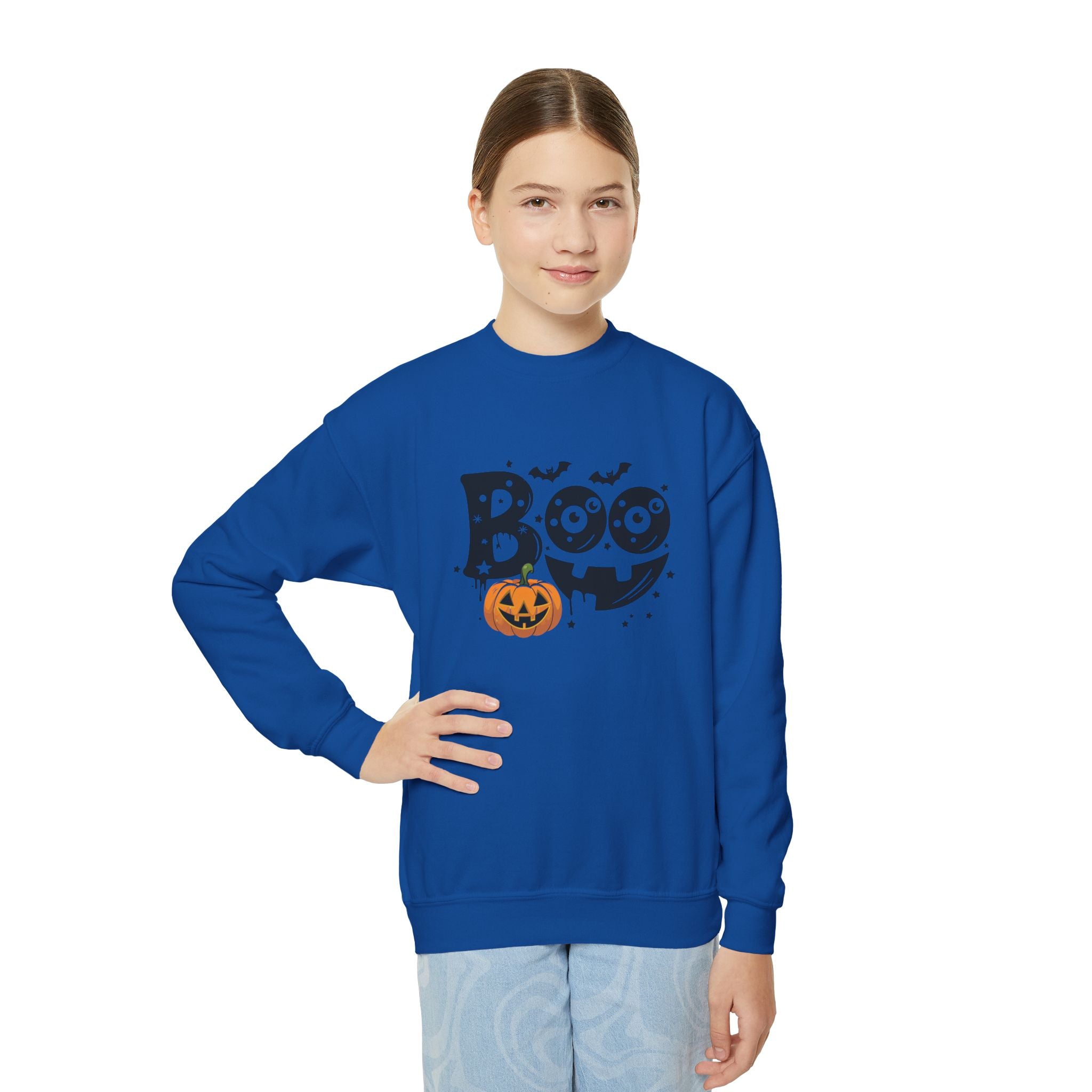 Youth Boo Crewneck Halloween Sweatshirt