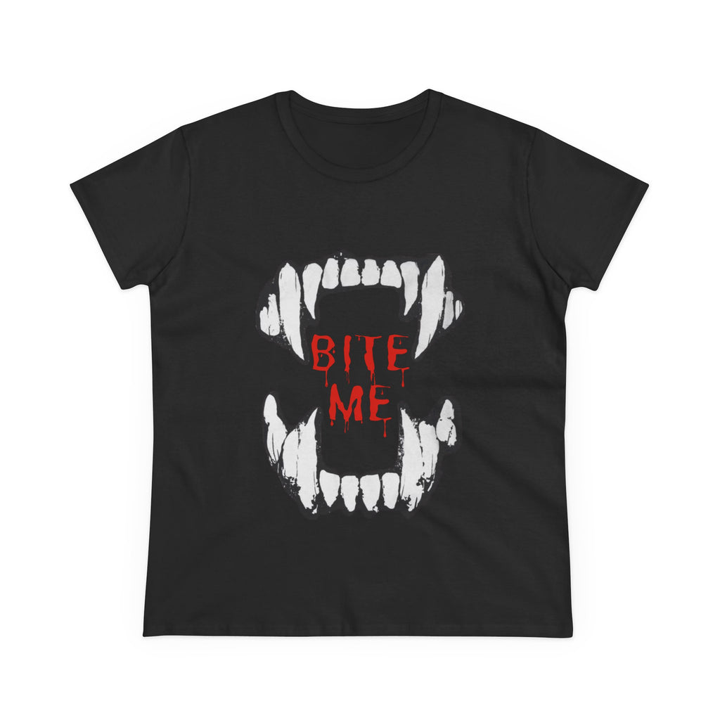 Women's Vampire Bite Tee, Halloween T-Shirt, Gothic Graphic Shirt, Cute Horror Tee, Casual Soft Cotton Top