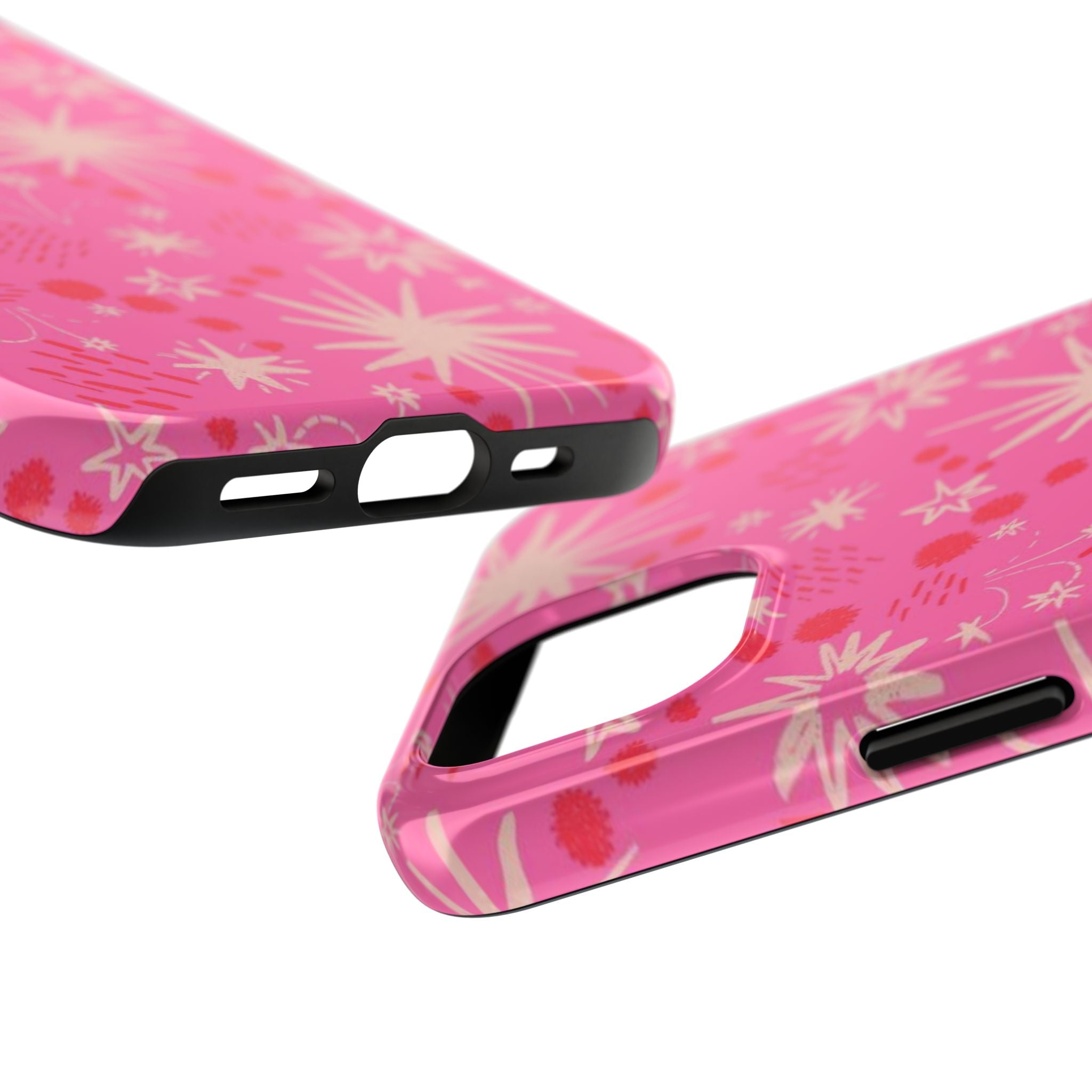 Tough Phone Case — Pink Retro Starburst Floral Protective Cover