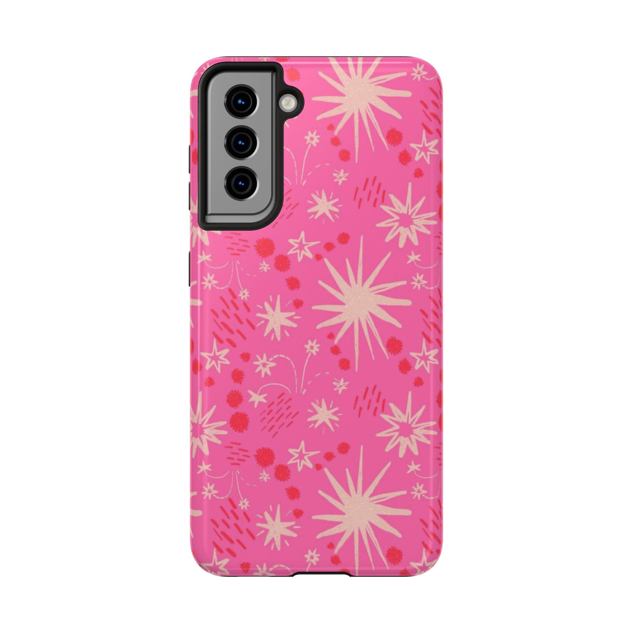 Tough Phone Case — Pink Retro Starburst Floral Protective Cover