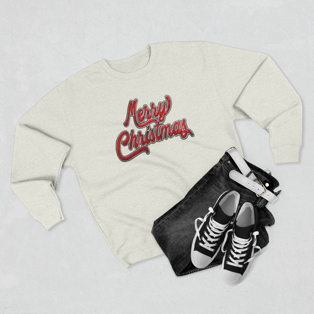 Merry Christmas Crewneck Sweatshirt – Retro Sequin Script Holiday Sweatshirt