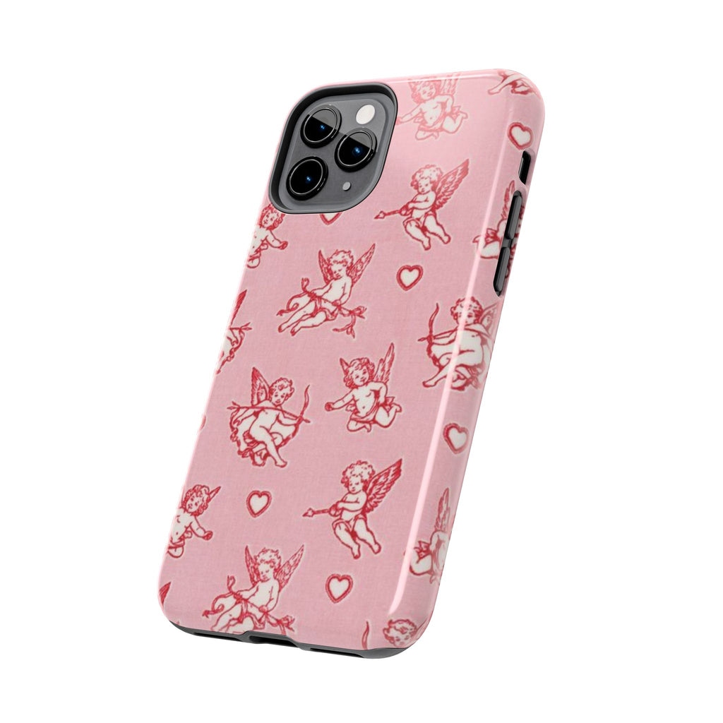 Pink Cupid Pattern Tough Phone Case – Valentine’s Day Protective Case