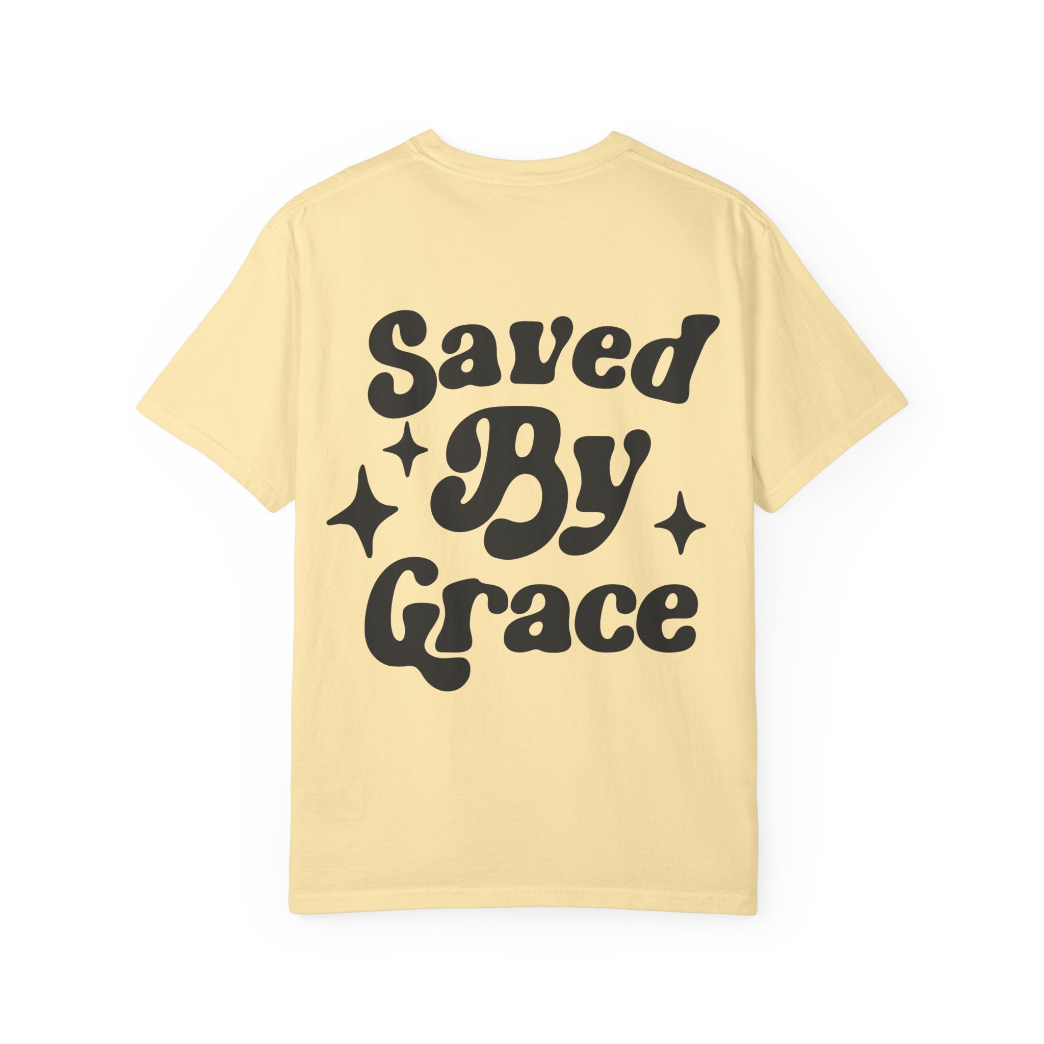 Garment-Dyed T-Shirt with 'Saved By Grace' Design