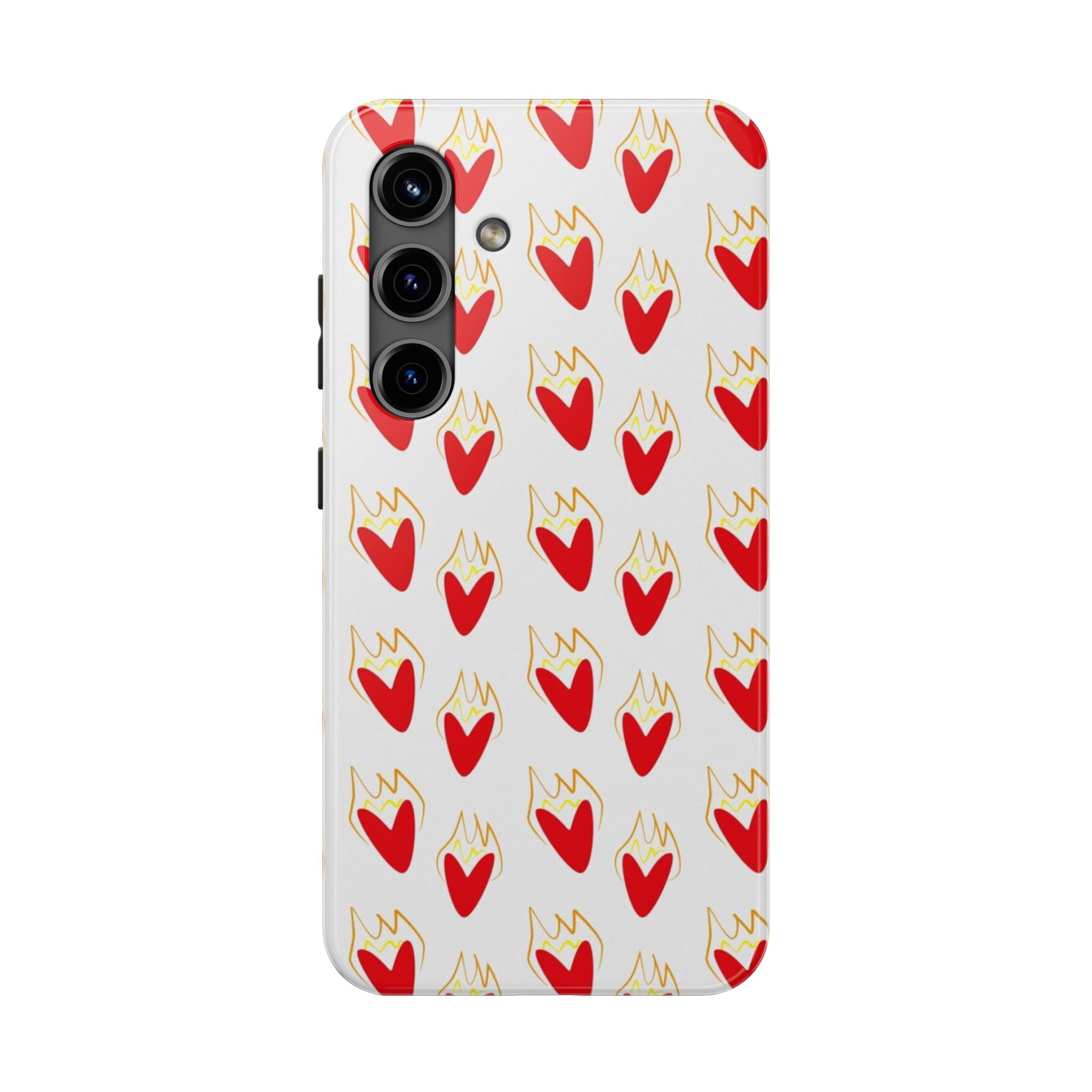 Tough Phone Case — Red Flaming Heart Pattern