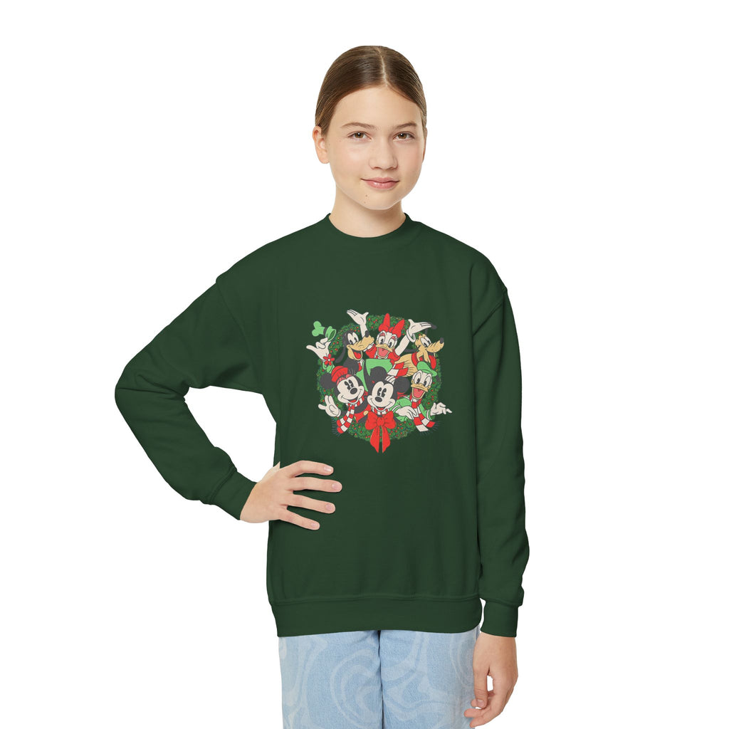 Youth Holiday Mickey Wreath Crewneck Sweatshirt