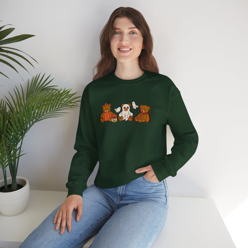 Cozy Halloween Crewneck Sweatshirt with Cute Bears