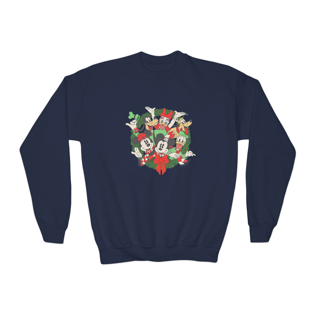 Youth Holiday Mickey Wreath Crewneck Sweatshirt