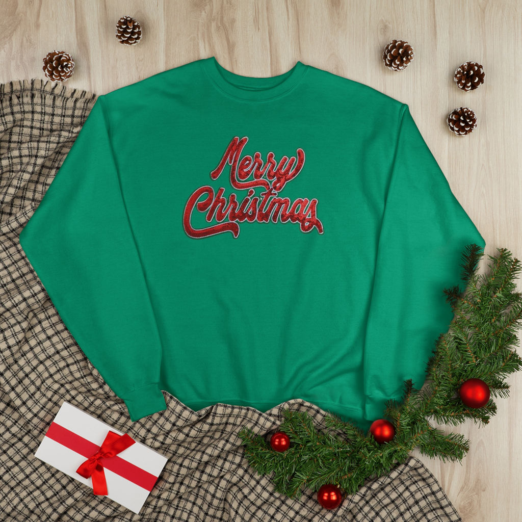 Merry Christmas Crewneck Sweatshirt — Retro Sequin Holiday Sweater