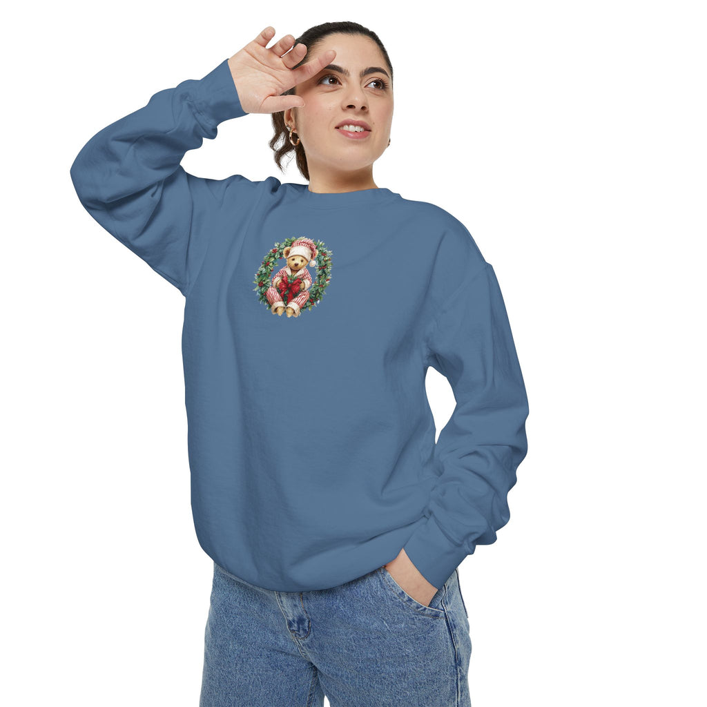 Comfort Color Christmas Teddy Wreath Sweatshirt