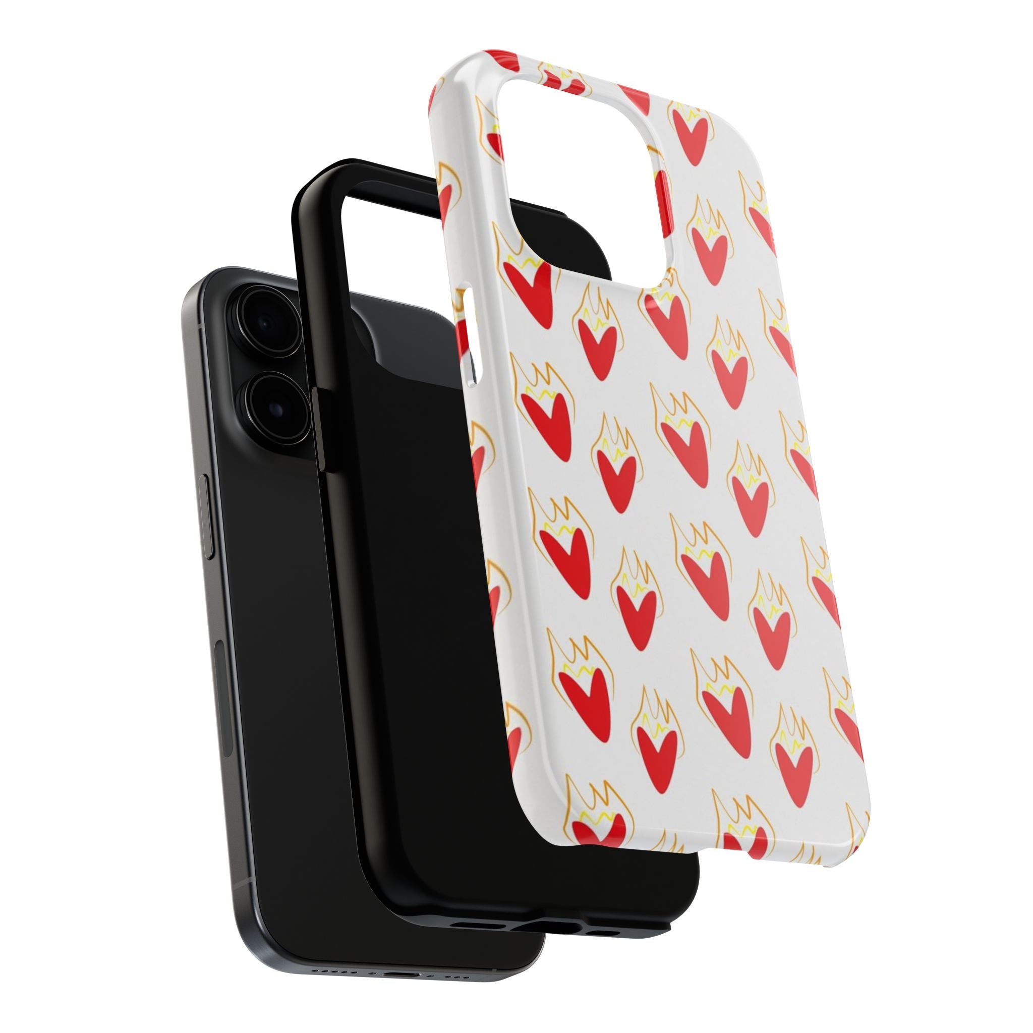 Tough Phone Case — Red Flaming Heart Pattern