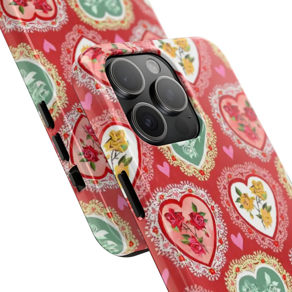 Vintage Floral Heart Tough Phone Case