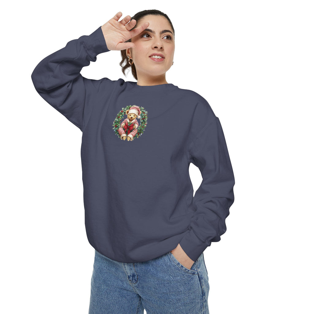 Comfort Color Christmas Teddy Wreath Sweatshirt