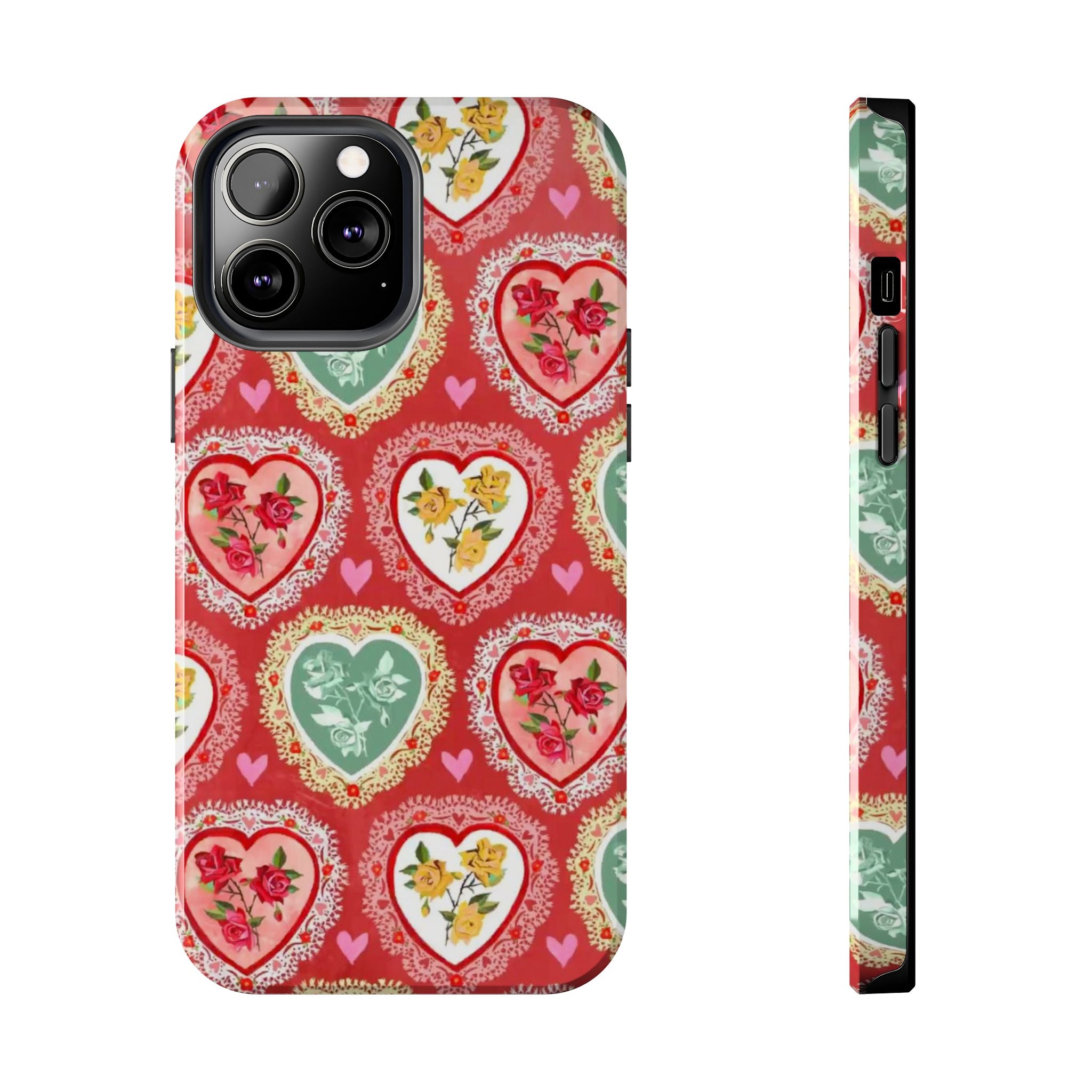 Vintage Floral Heart Tough Phone Case