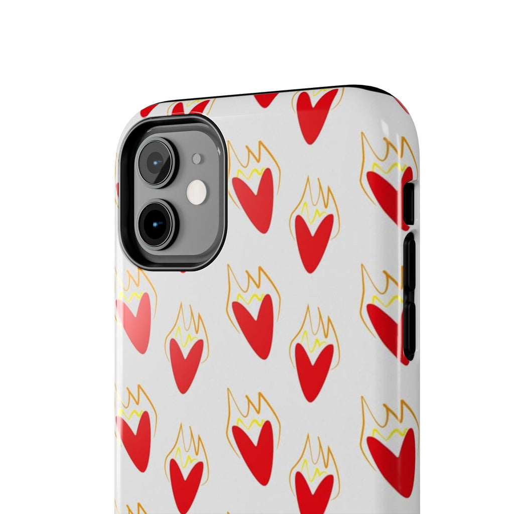 Tough Phone Case — Red Flaming Heart Pattern