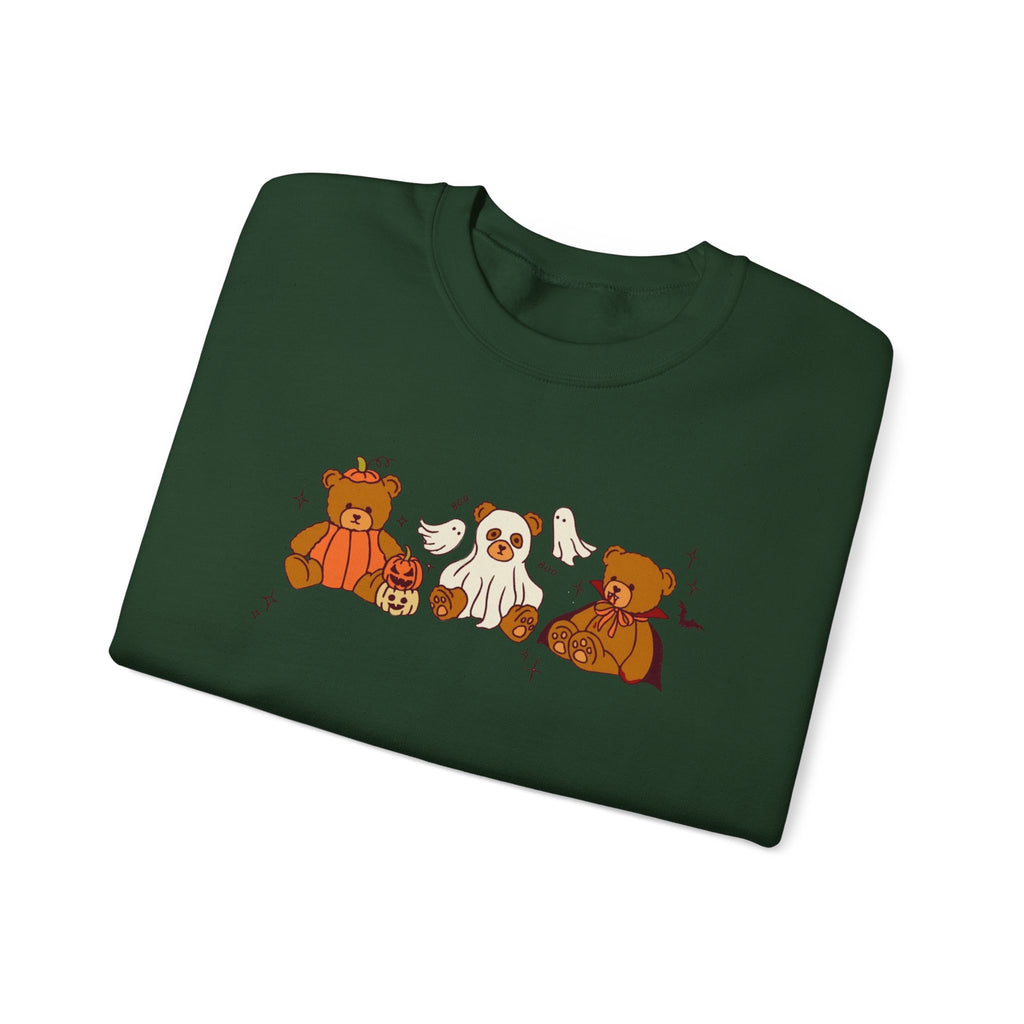 Cozy Halloween Crewneck Sweatshirt with Cute Bears
