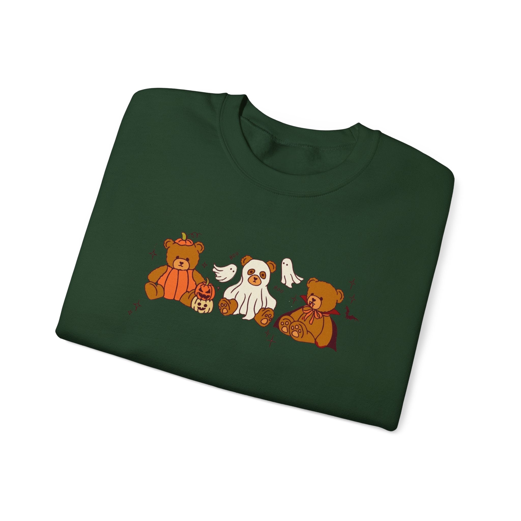 Cozy Halloween Crewneck Sweatshirt with Cute Bears
