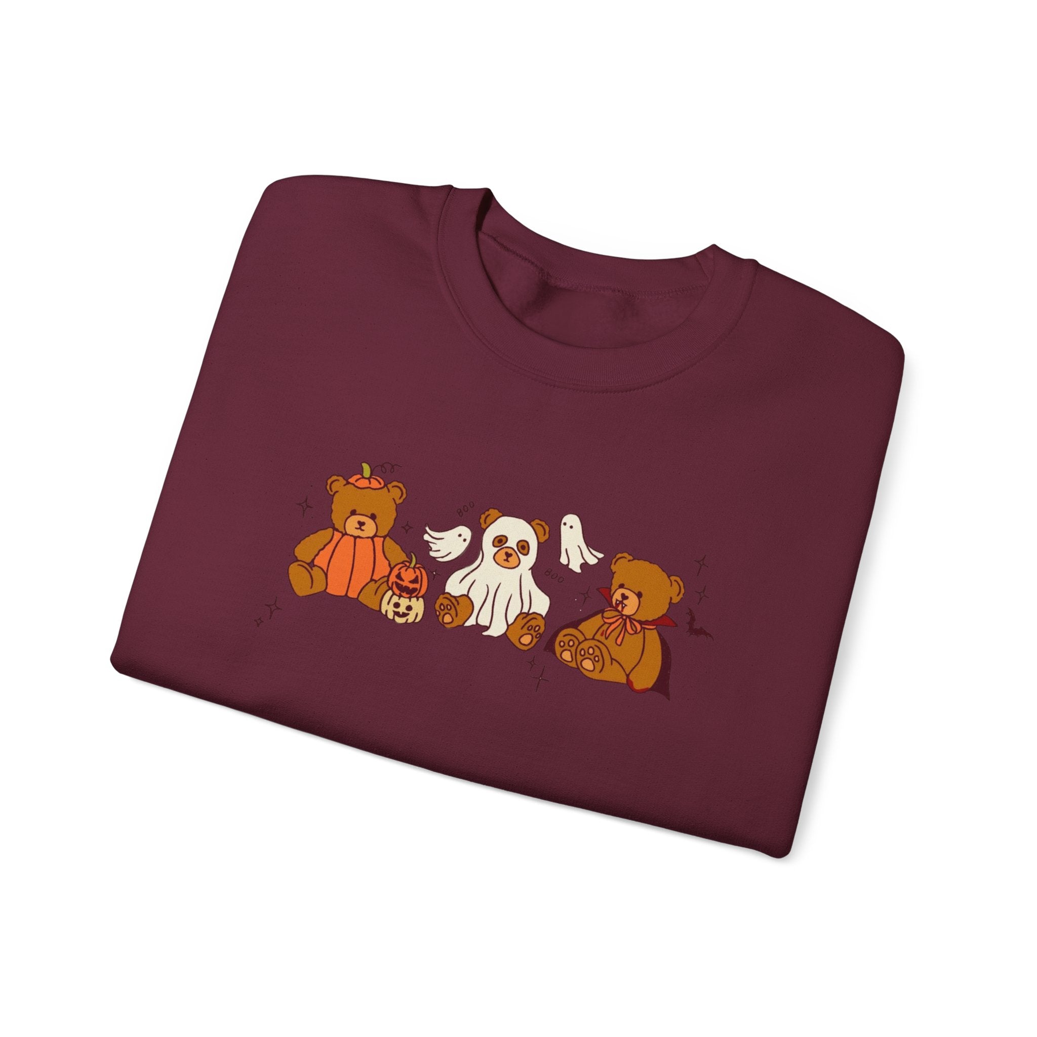 Cozy Halloween Crewneck Sweatshirt with Cute Bears