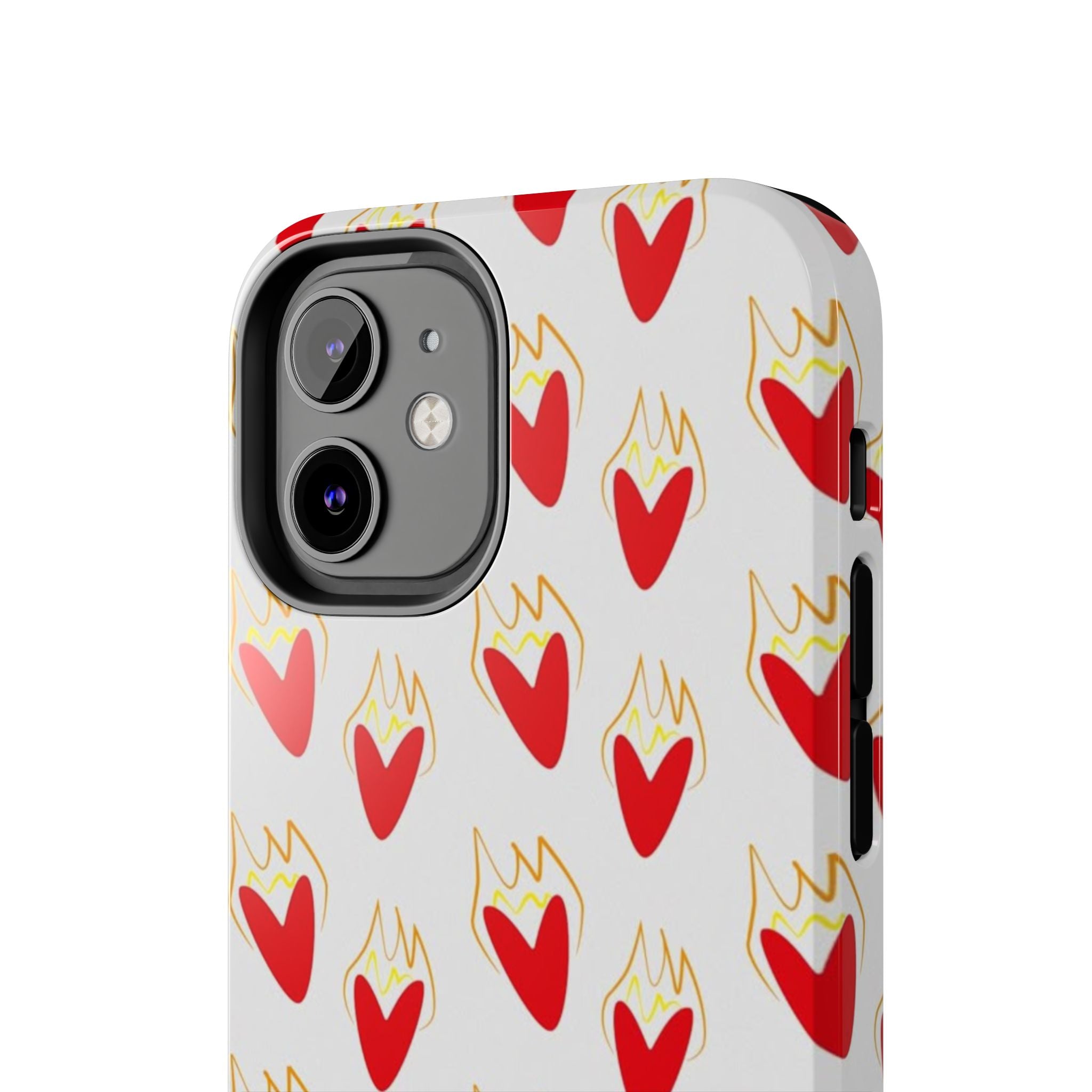 Tough Phone Case — Red Flaming Heart Pattern