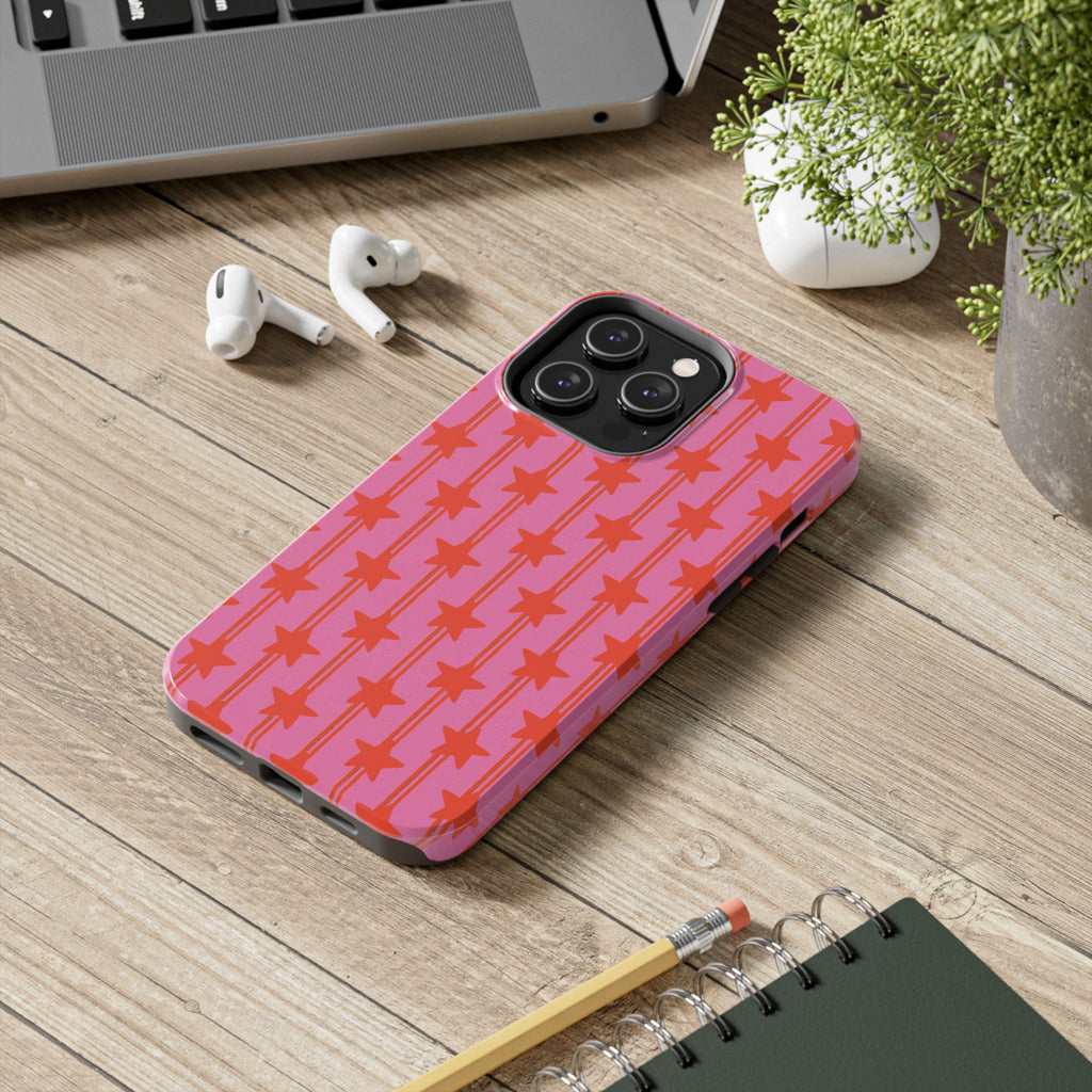 Pink Star Stripe Tough Phone Case