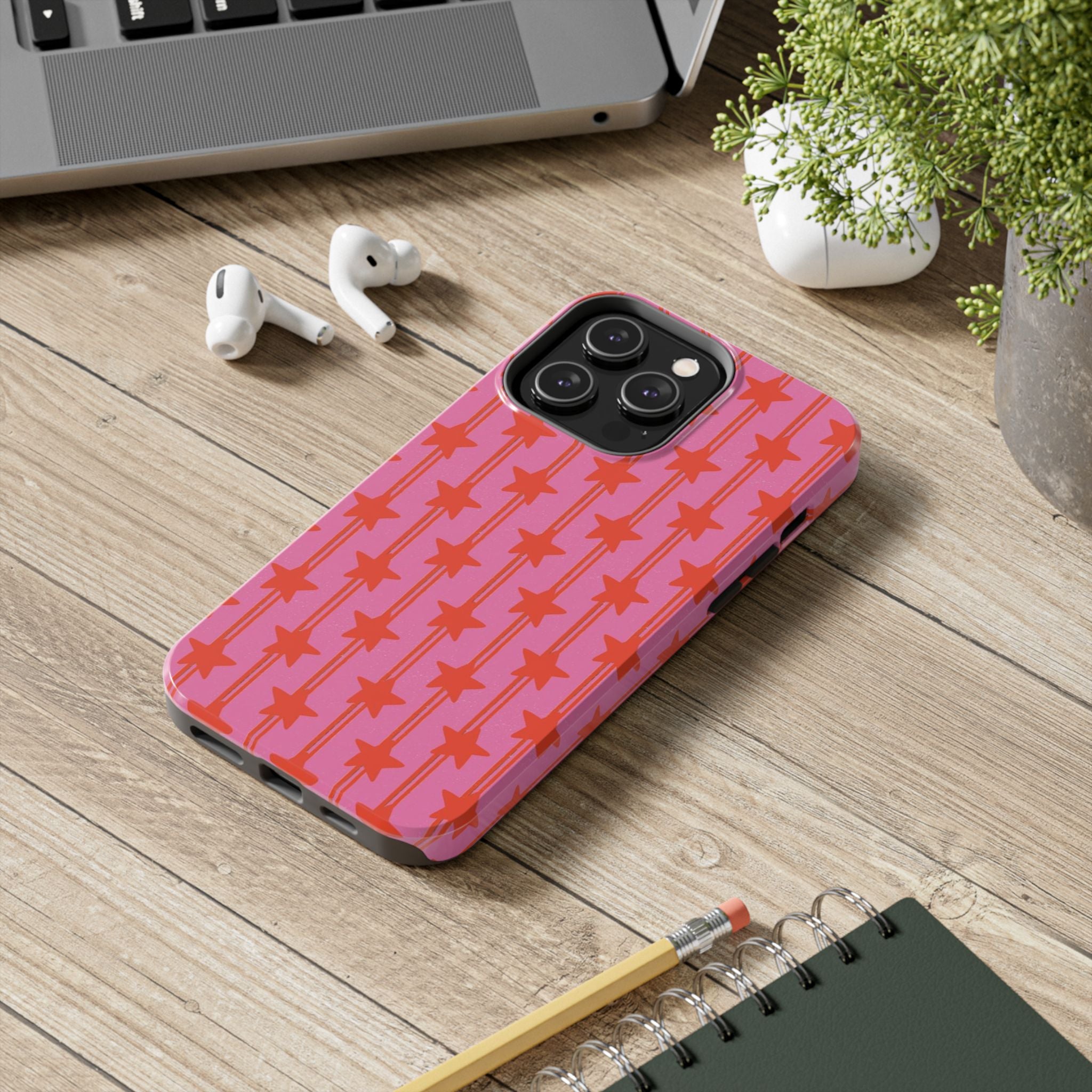 Pink Star Stripe Tough Phone Case