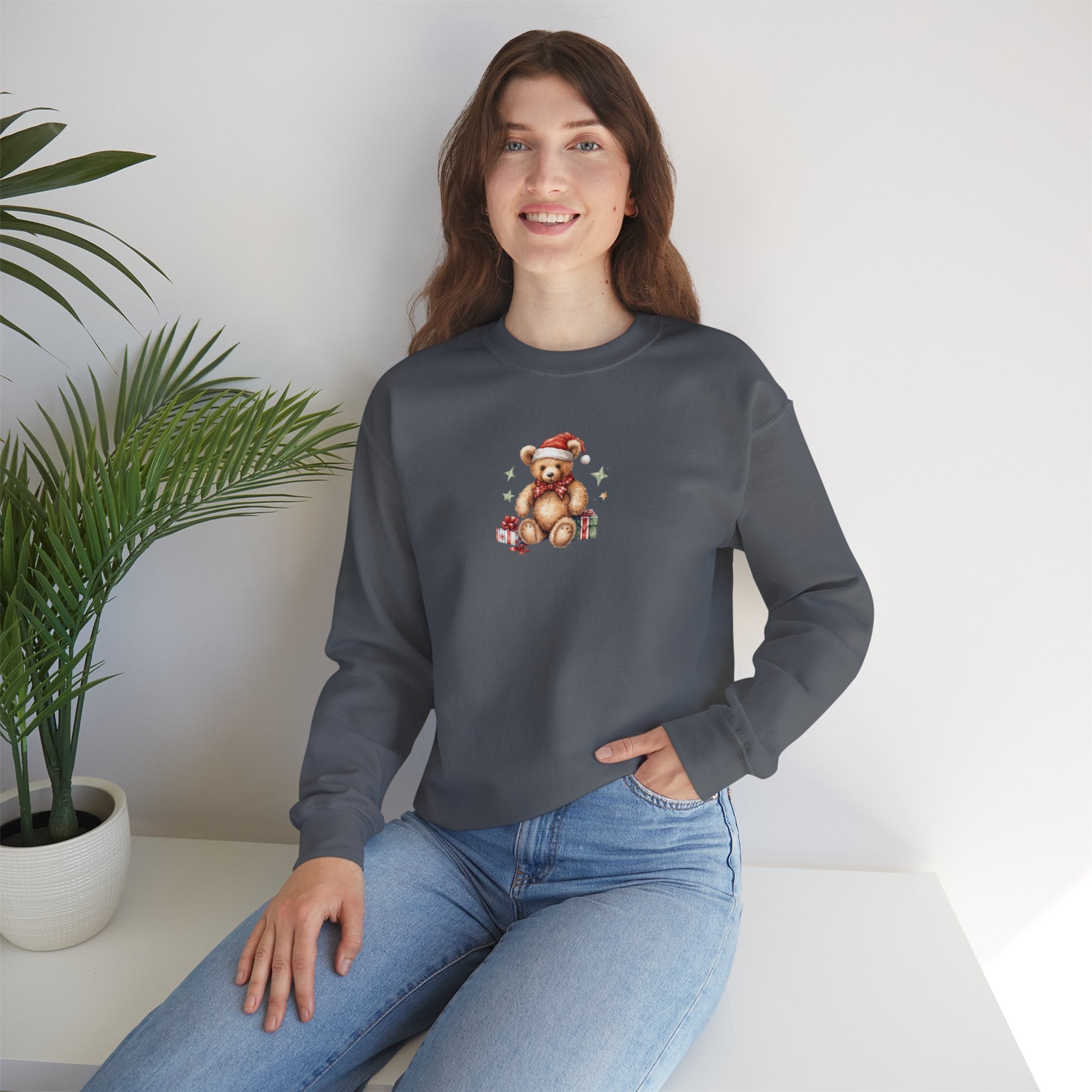 Christmas Teddy Sweatshirt – Cute Santa Bear Holiday Crewneck