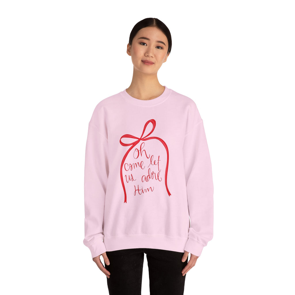 Let Us Adore Him Bow Crewneck Sweatshirt
