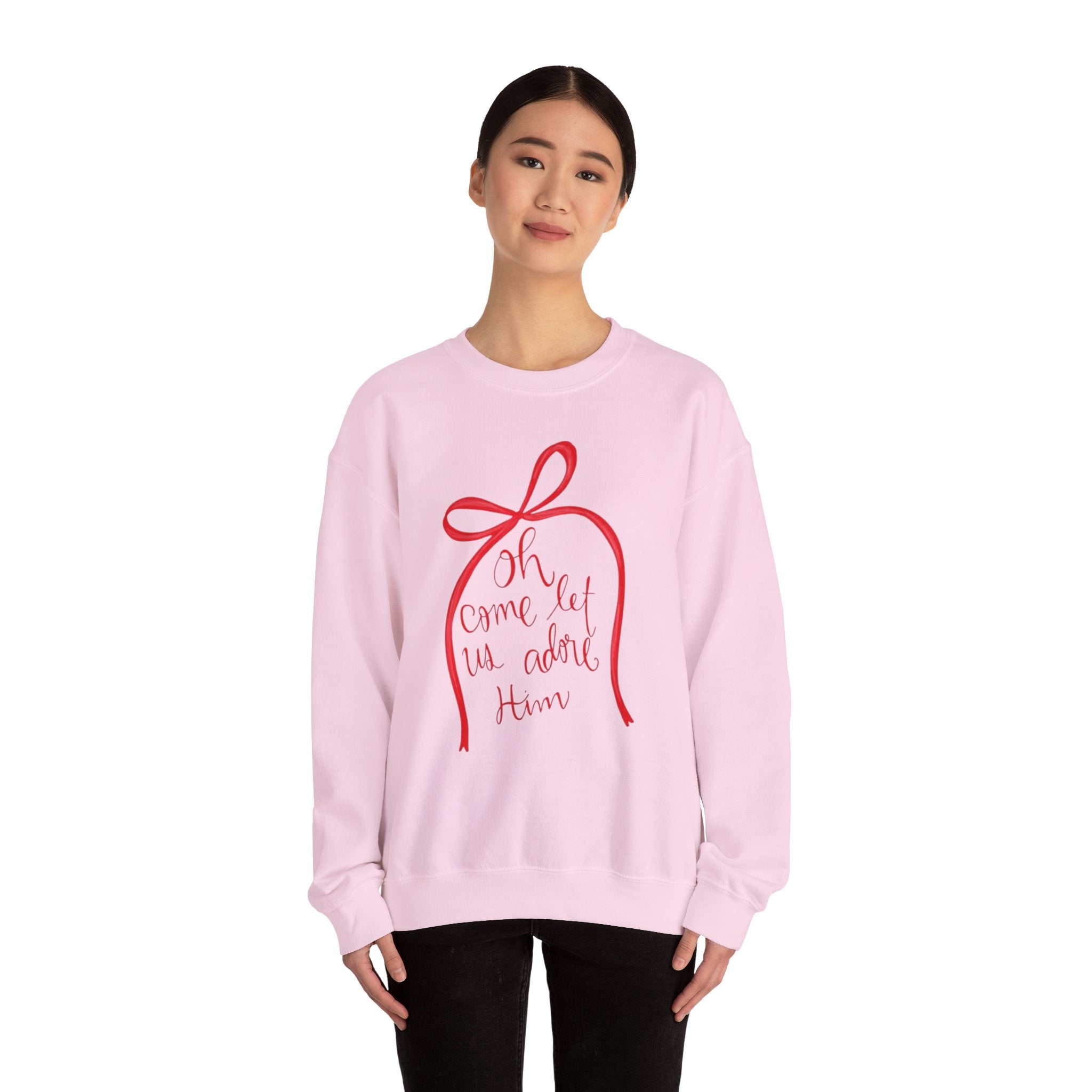 Let Us Adore Him Bow Crewneck Sweatshirt