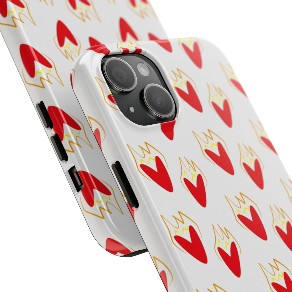 Tough Phone Case — Red Flaming Heart Pattern