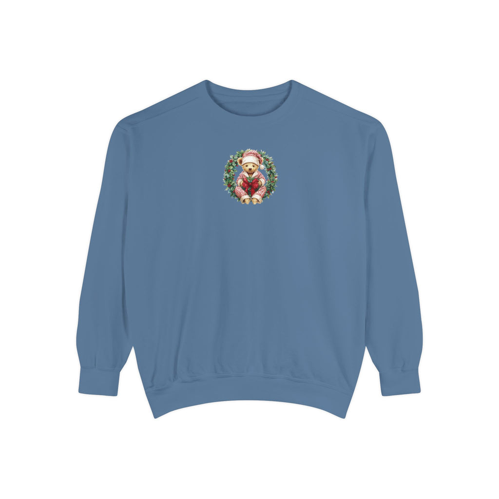 Comfort Color Christmas Teddy Wreath Sweatshirt