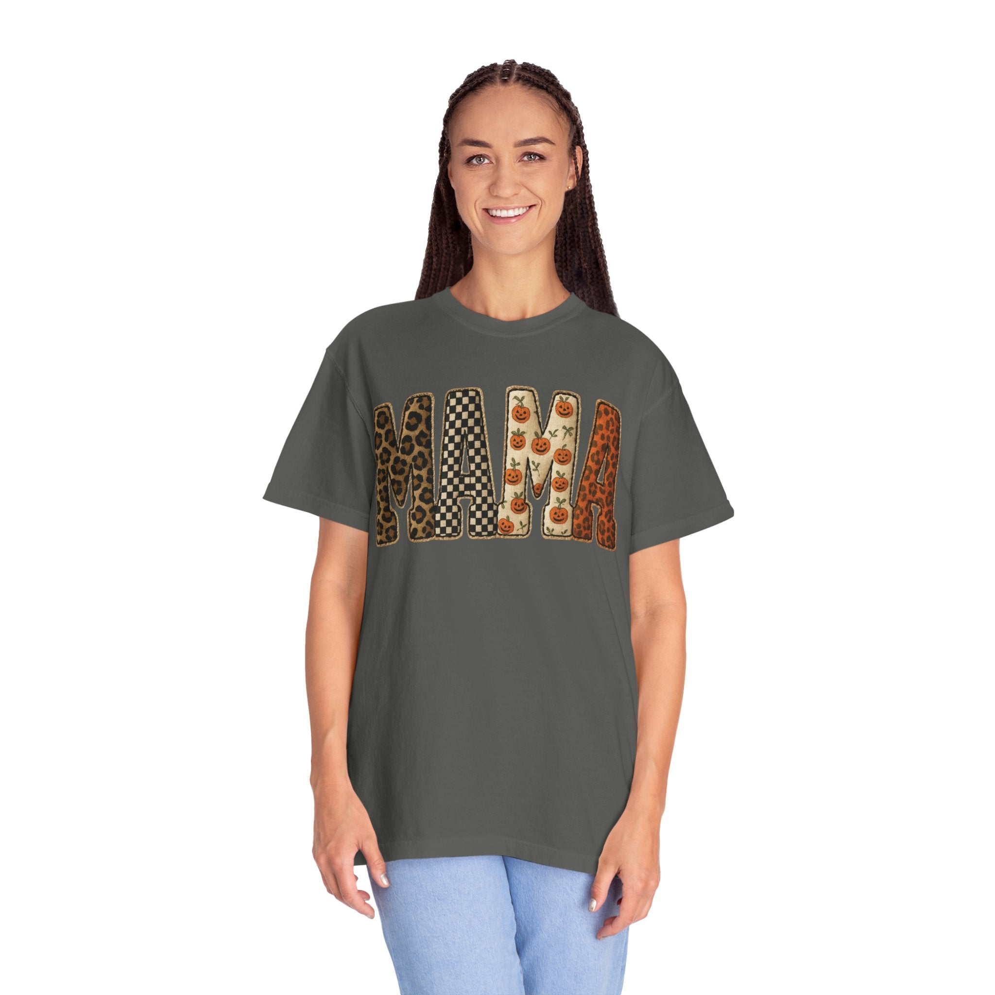 Mama Floral Garment-Dyed T-Shirt, Cute Gift for Moms, Casual Wear, Mother's Day, Family Celebrations, Everyday Comfort
