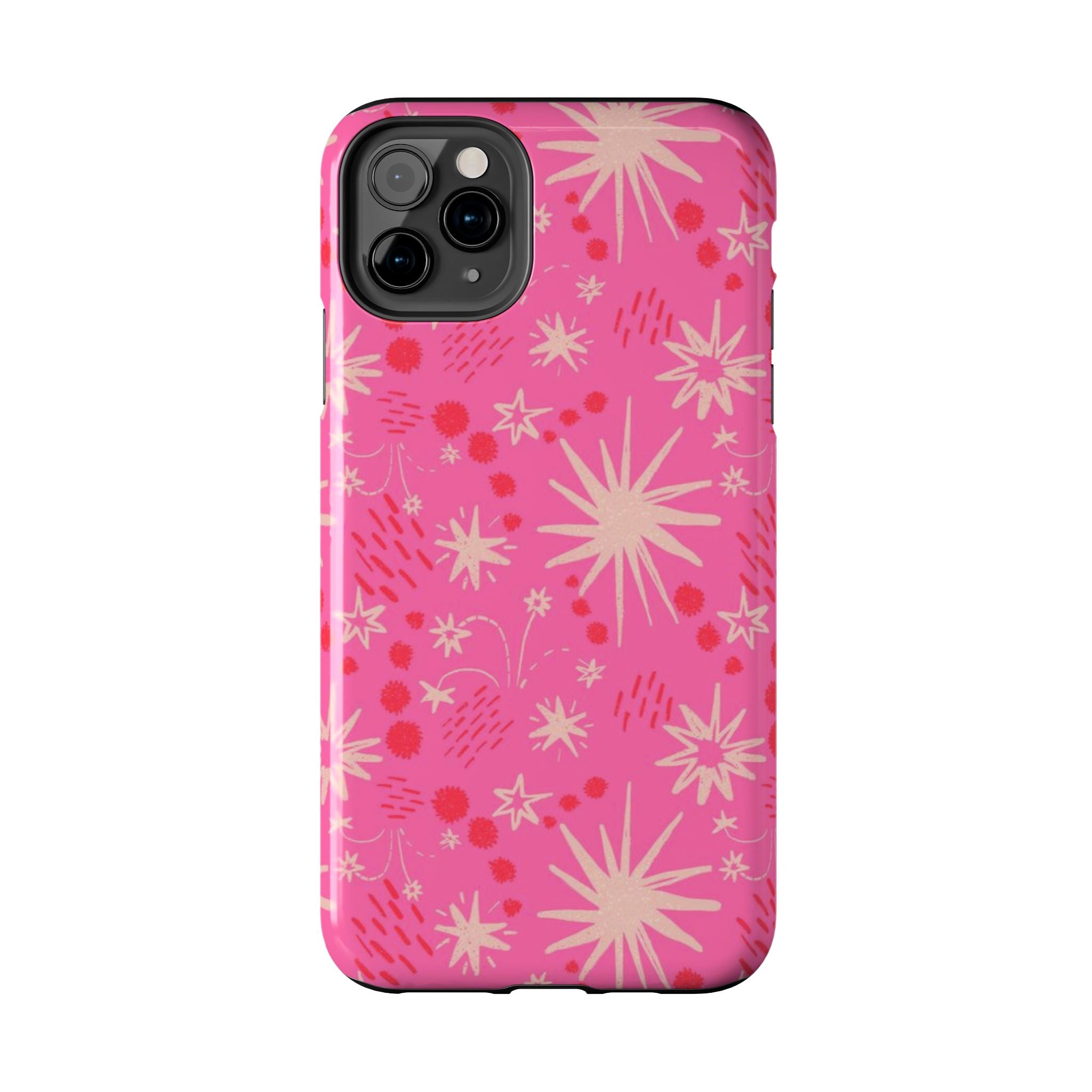 Tough Phone Case — Pink Retro Starburst Floral Protective Cover