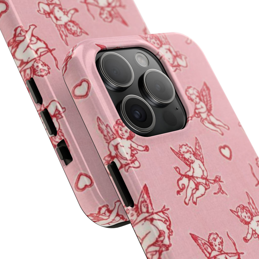 Pink Cupid Pattern Tough Phone Case – Valentine’s Day Protective Case