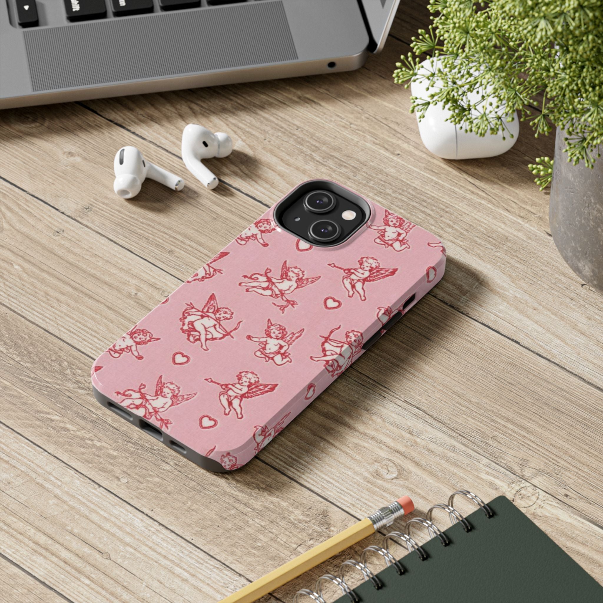 Pink Cupid Pattern Tough Phone Case – Valentine’s Day Protective Case