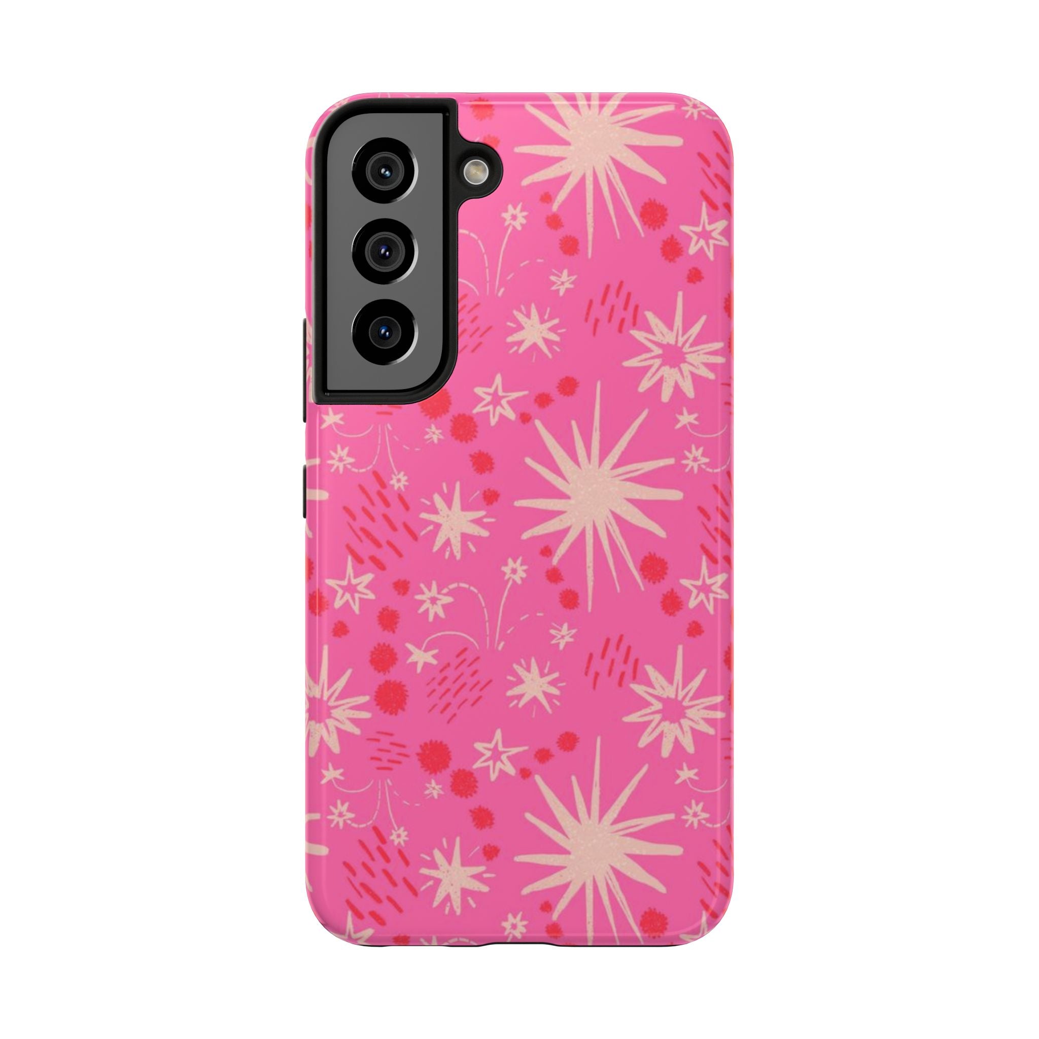 Tough Phone Case — Pink Retro Starburst Floral Protective Cover
