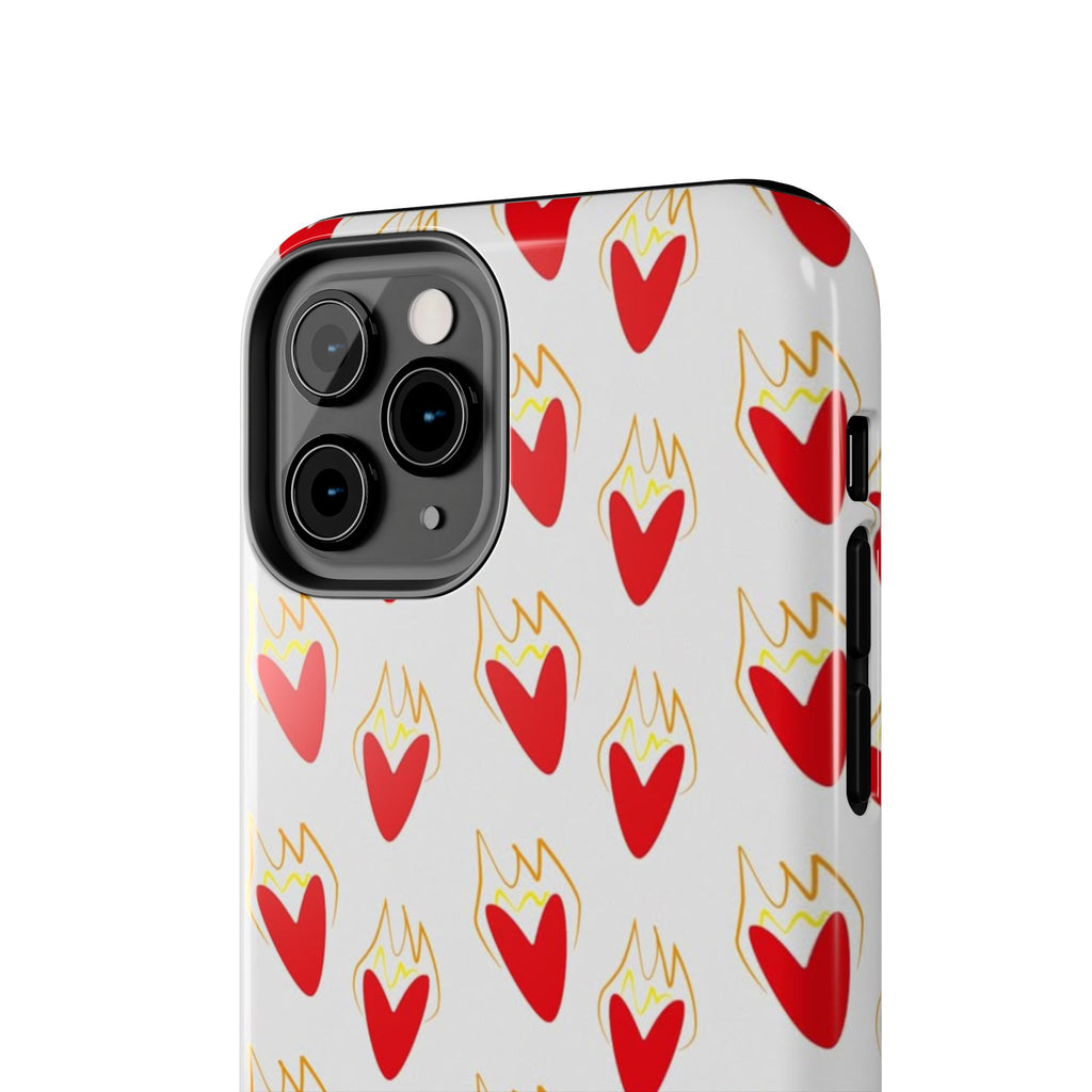Tough Phone Case — Red Flaming Heart Pattern