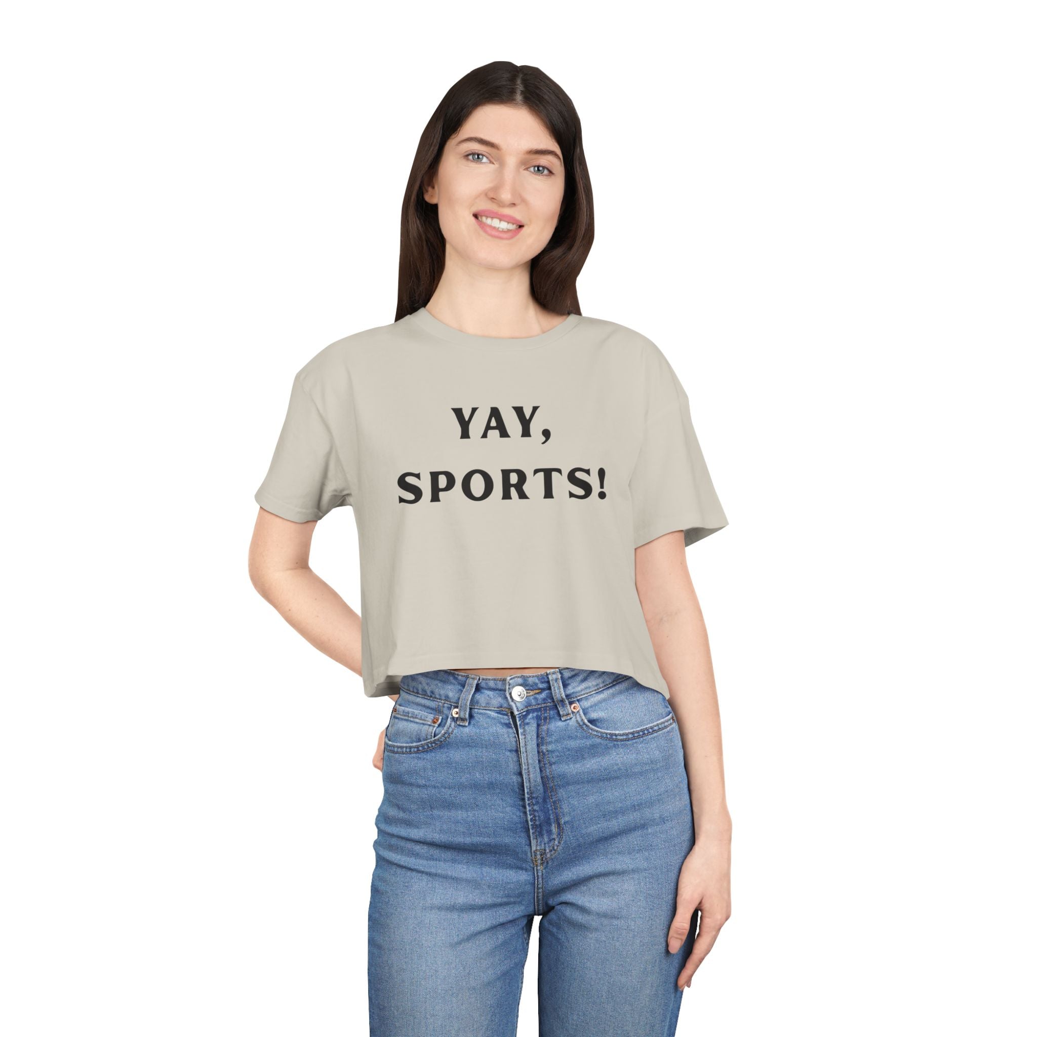Yay Sports! Women's Crop Tee - Perfect for Game Day, Casual Outings, Athletic Events, Fitness Classes, Birthday Gifts
