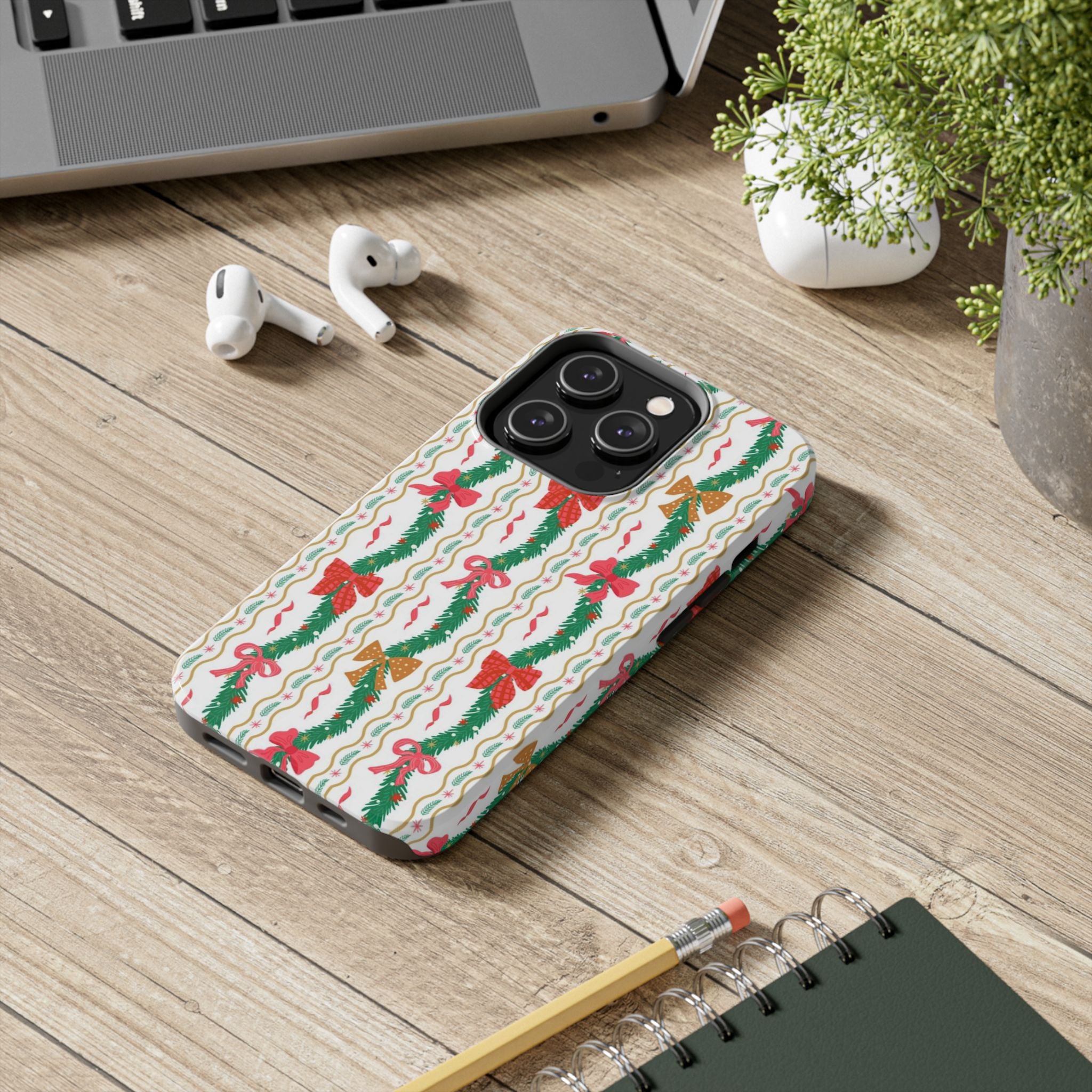 Festive Holiday Phone Cases with Cheerful Bows