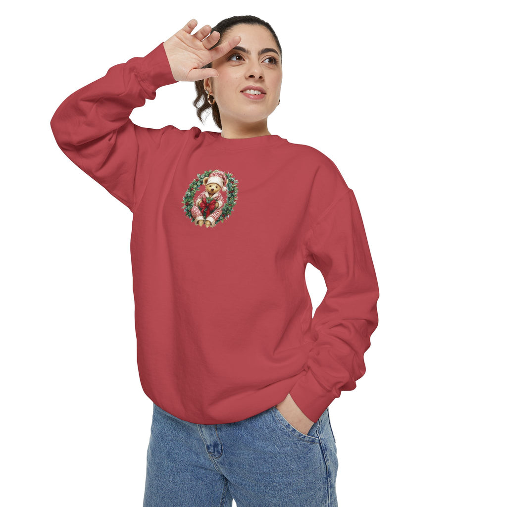 Comfort Color Christmas Teddy Wreath Sweatshirt