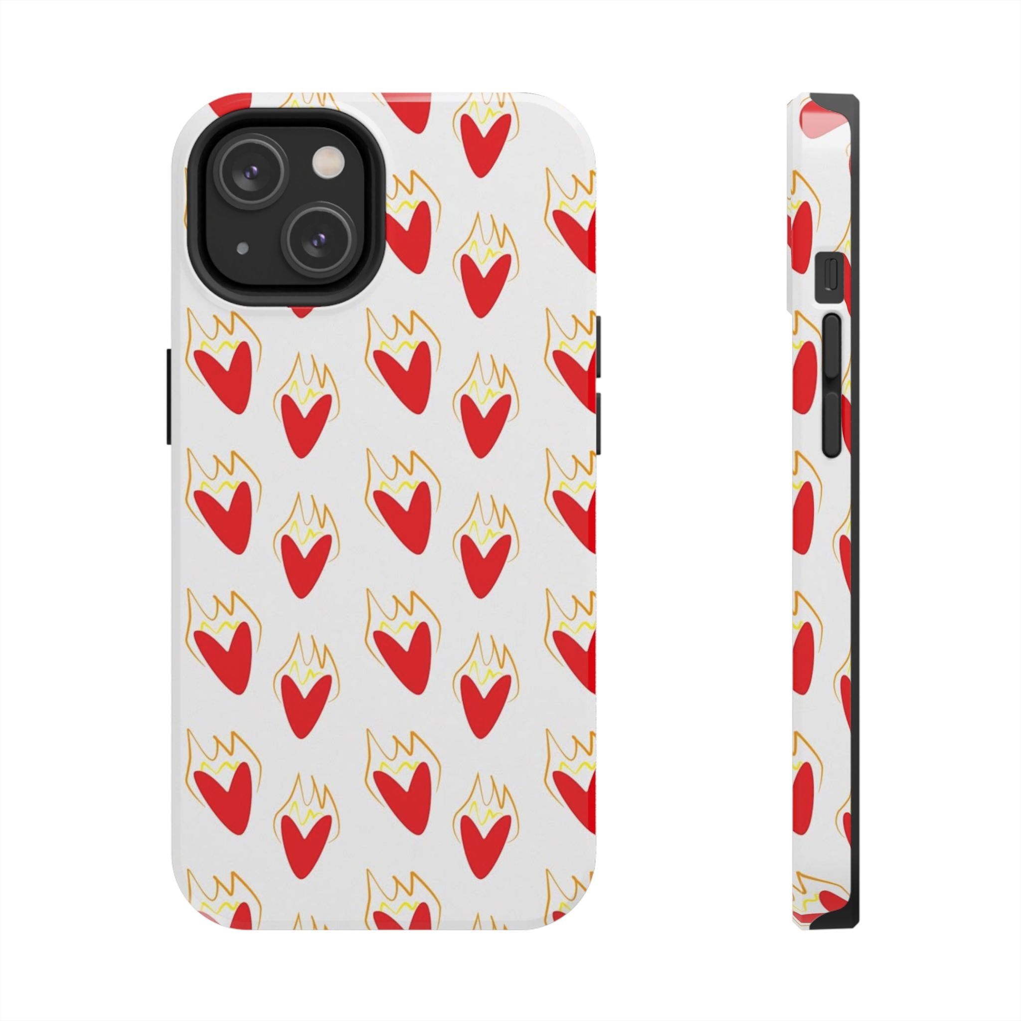 Tough Phone Case — Red Flaming Heart Pattern