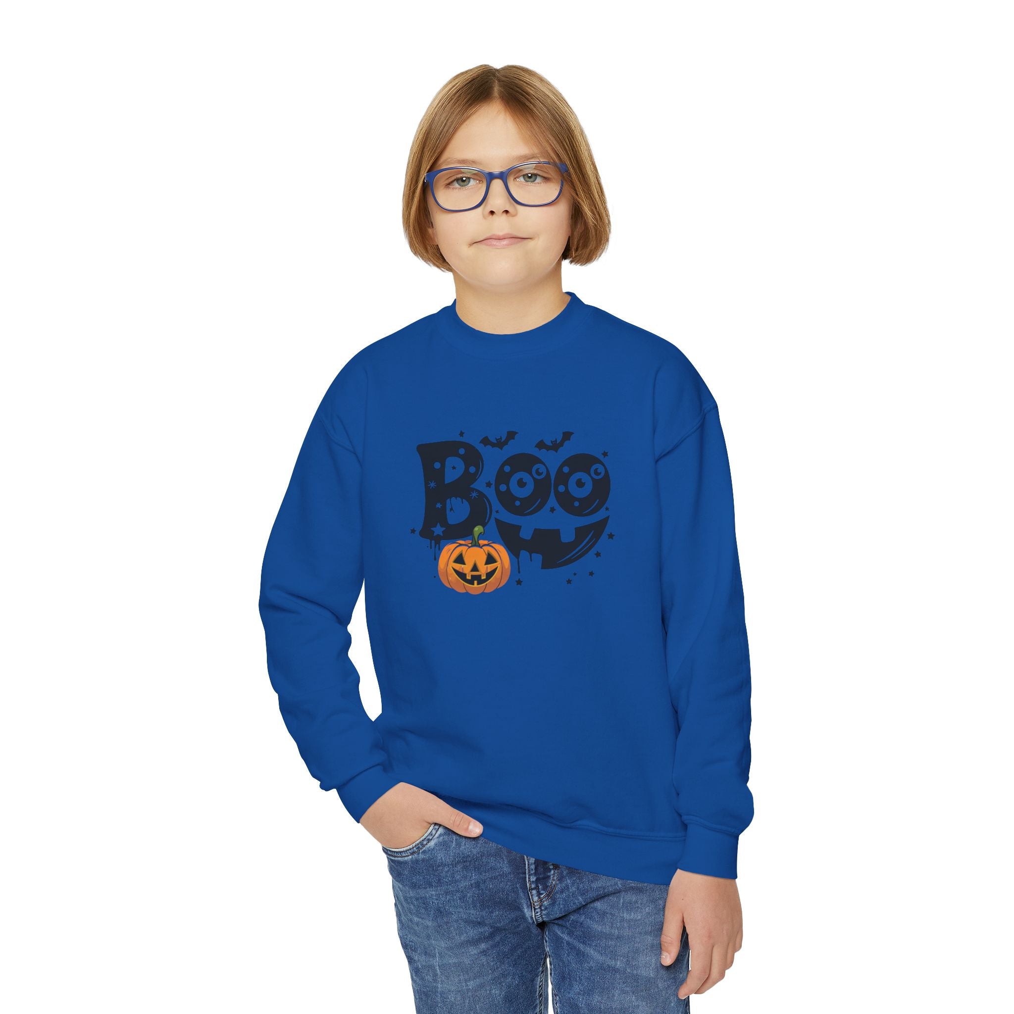 Youth Boo Crewneck Halloween Sweatshirt