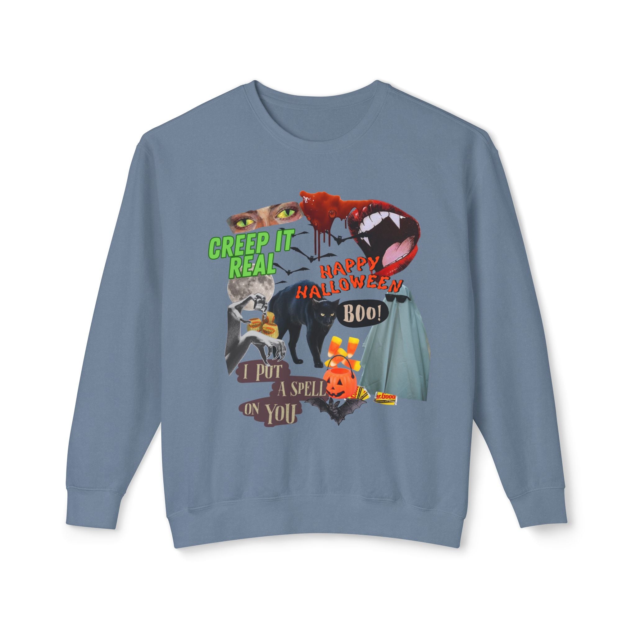 Halloween-Themed Unisex Lightweight Crewneck Sweatshirt