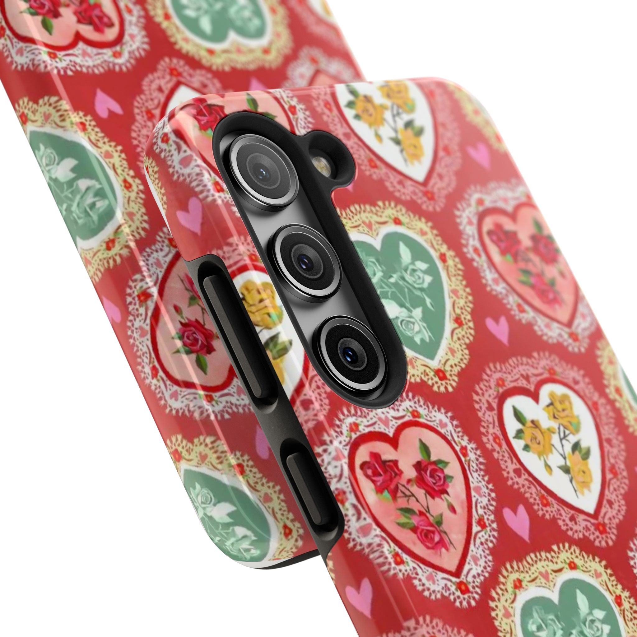 Vintage Floral Heart Tough Phone Case