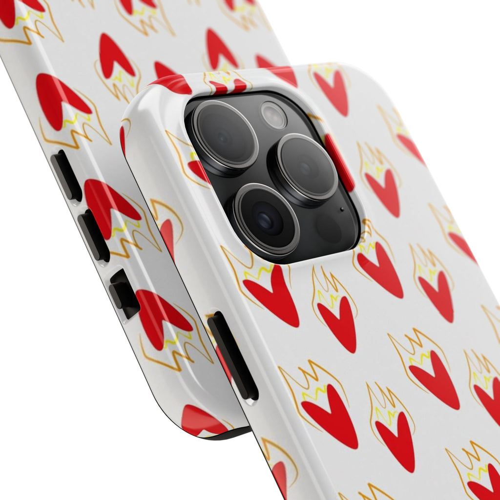 Tough Phone Case — Red Flaming Heart Pattern