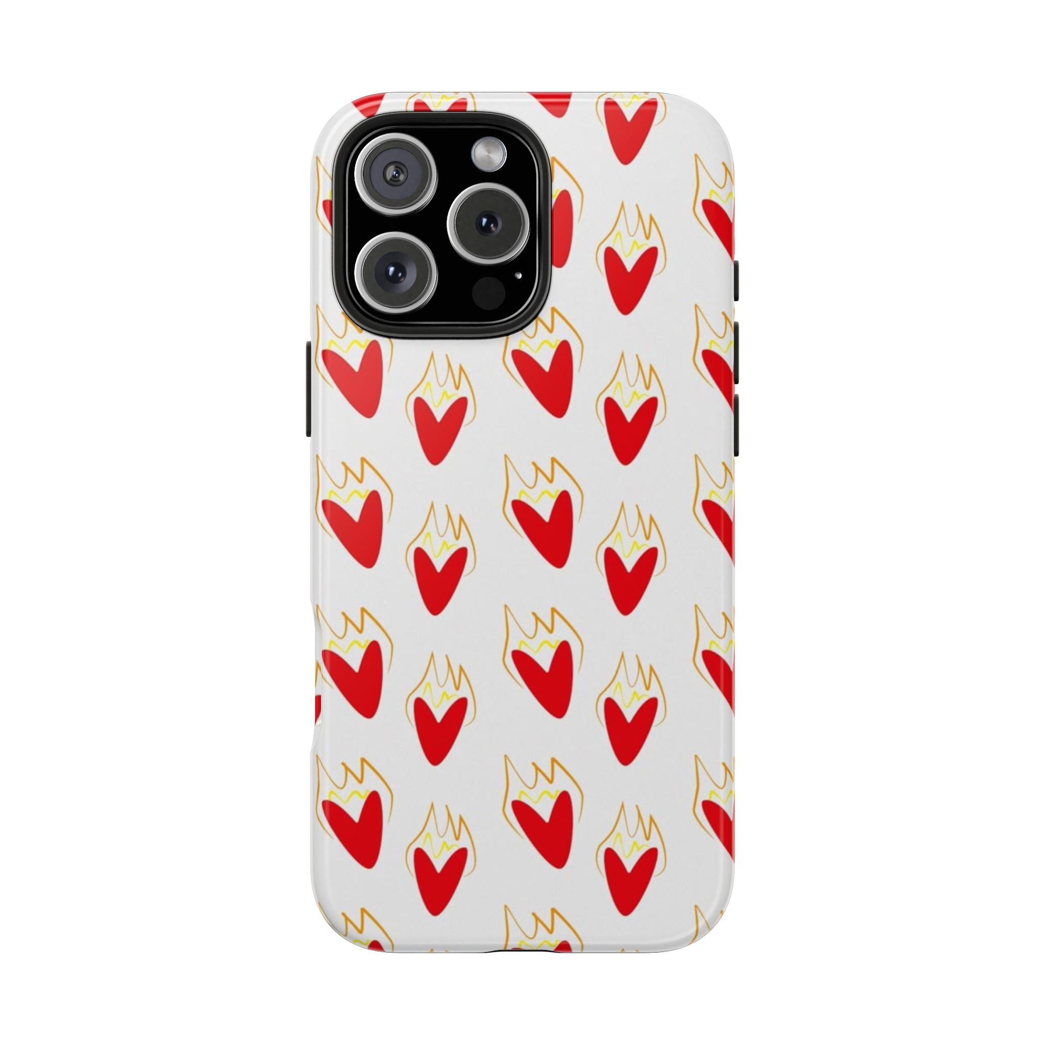 Tough Phone Case — Red Flaming Heart Pattern