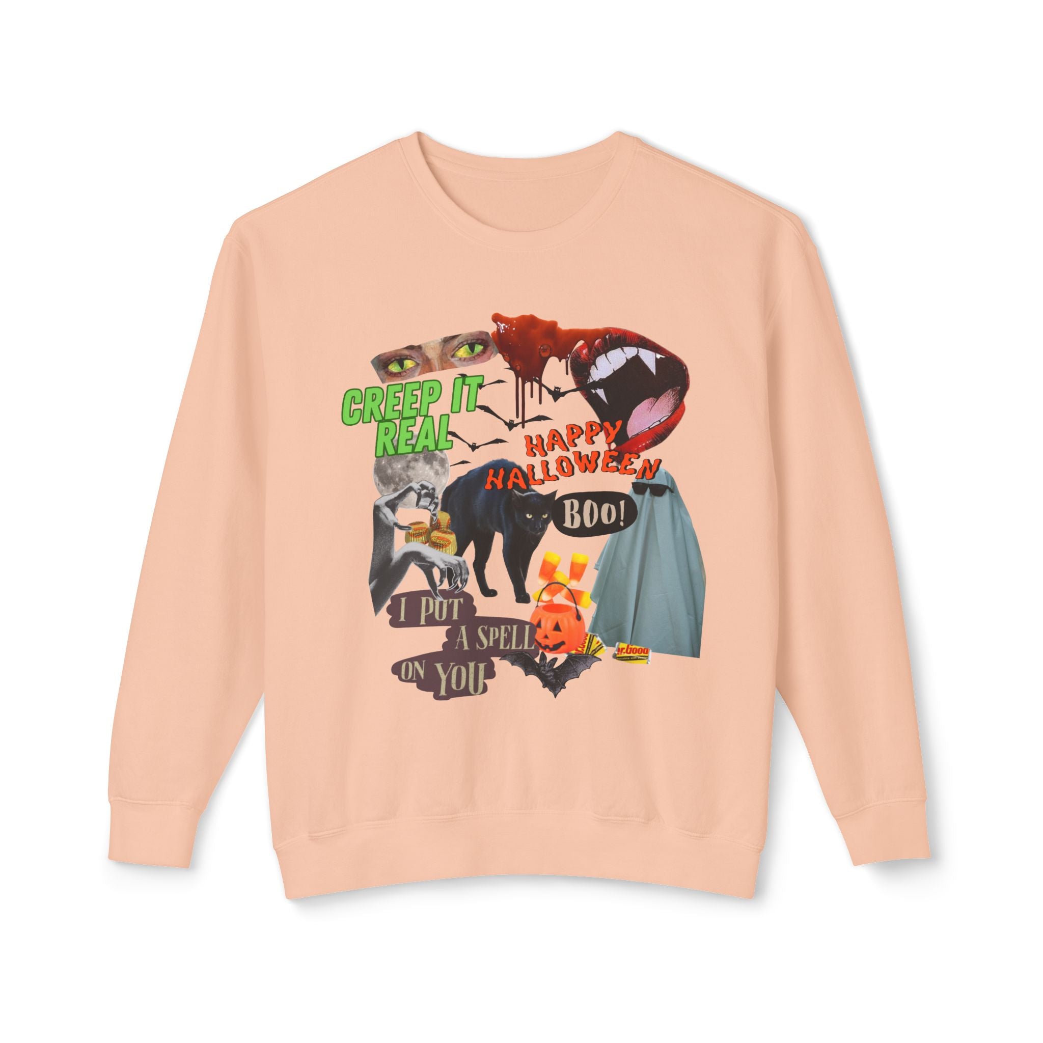 Halloween-Themed Unisex Lightweight Crewneck Sweatshirt