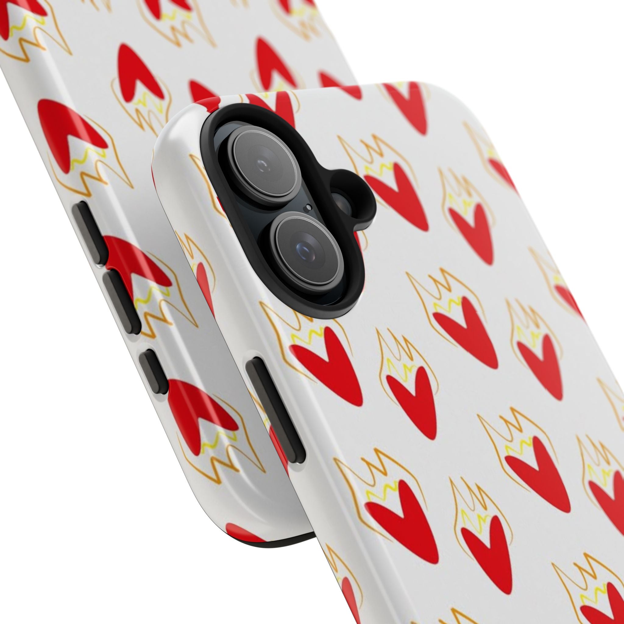 Tough Phone Case — Red Flaming Heart Pattern