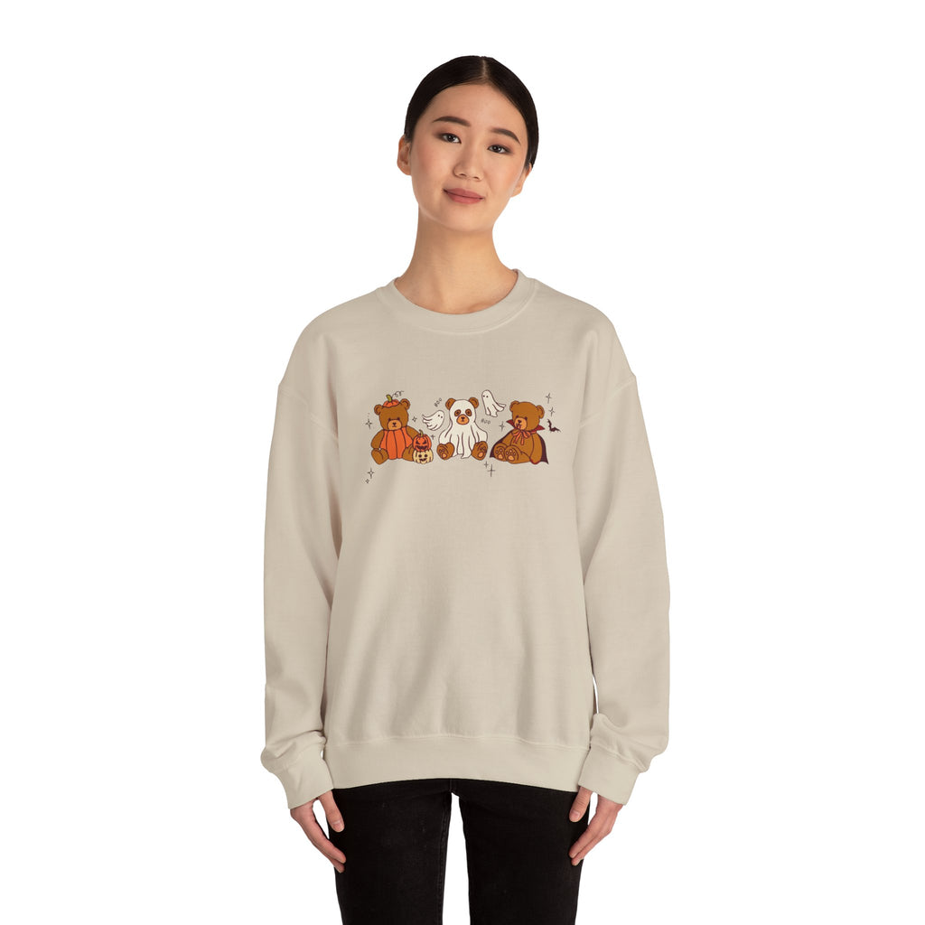 Cozy Halloween Crewneck Sweatshirt with Cute Bears
