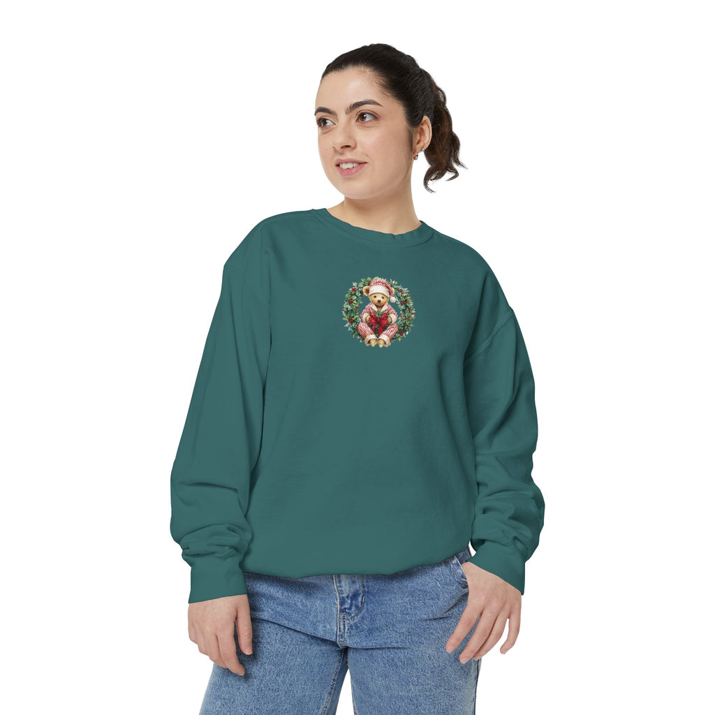 Comfort Color Christmas Teddy Wreath Sweatshirt